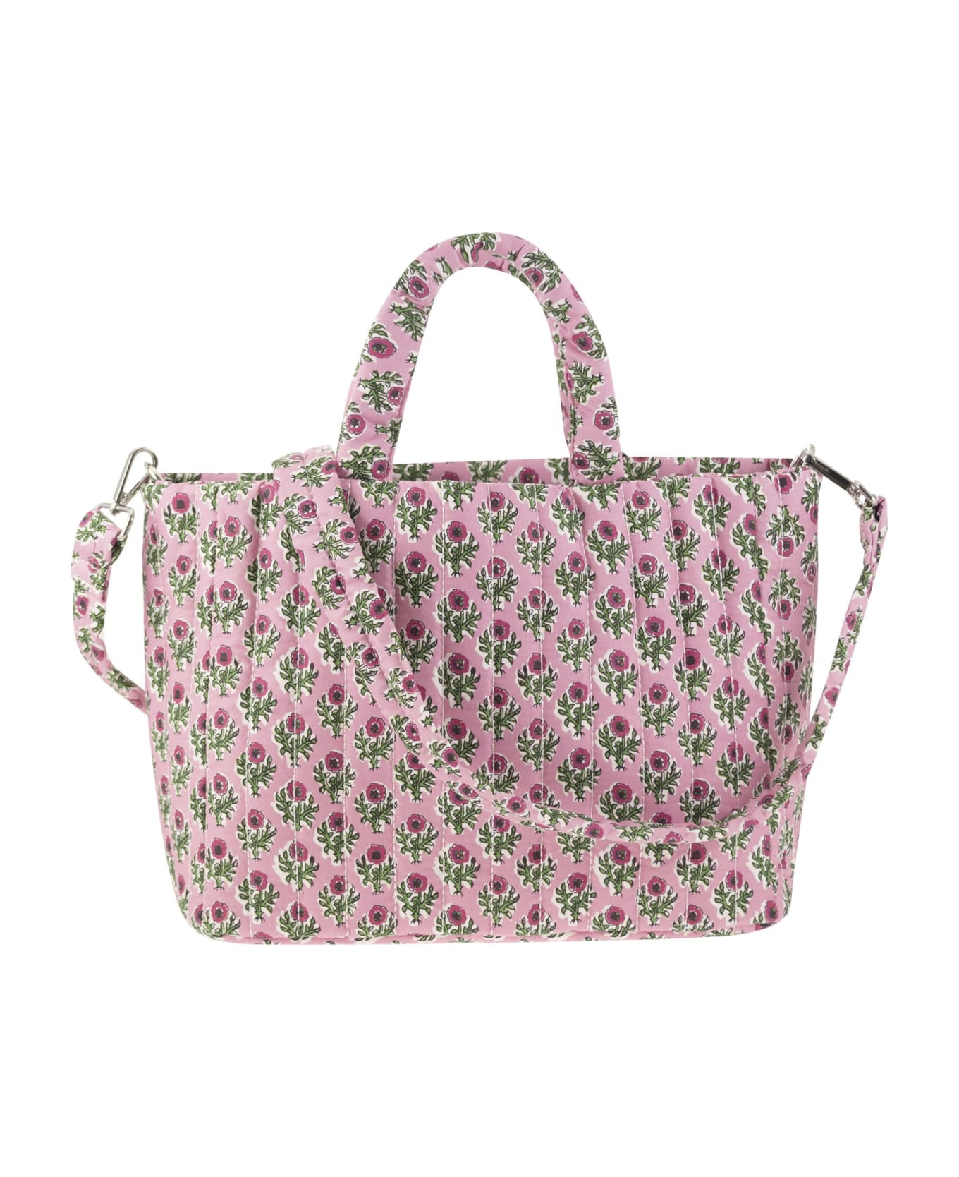 MC2 Saint Barth Soft Tote Mid Quilted Bag With Flowers - Pink