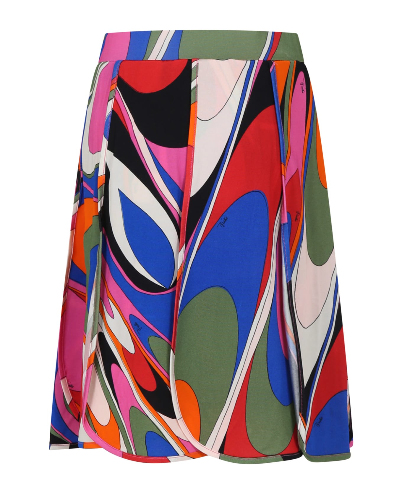 Pucci Multicolor Skirt For Girl With Print And Logo - Multicolor