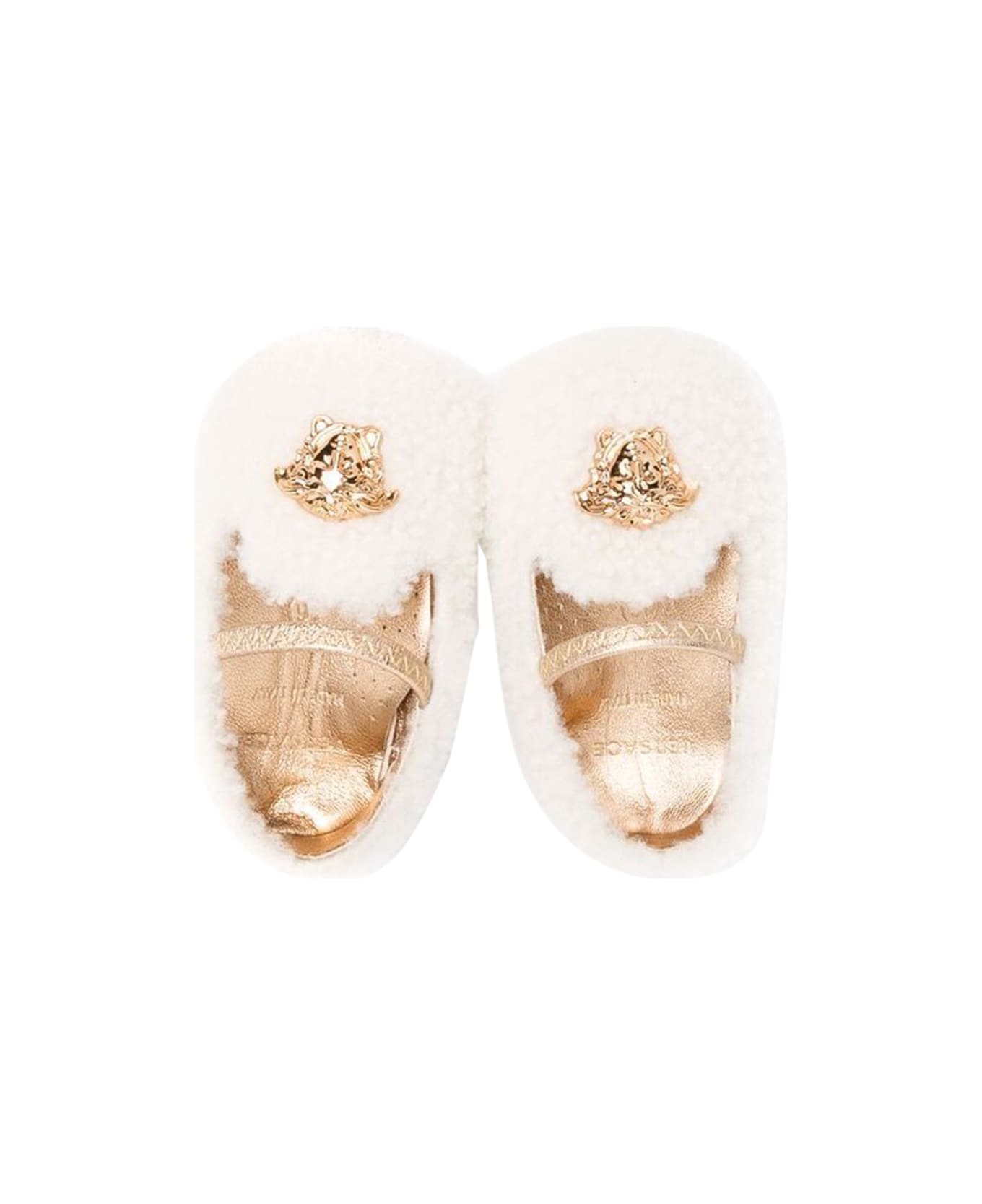 Versace Ballerine Medusa In Shearling - WHITE