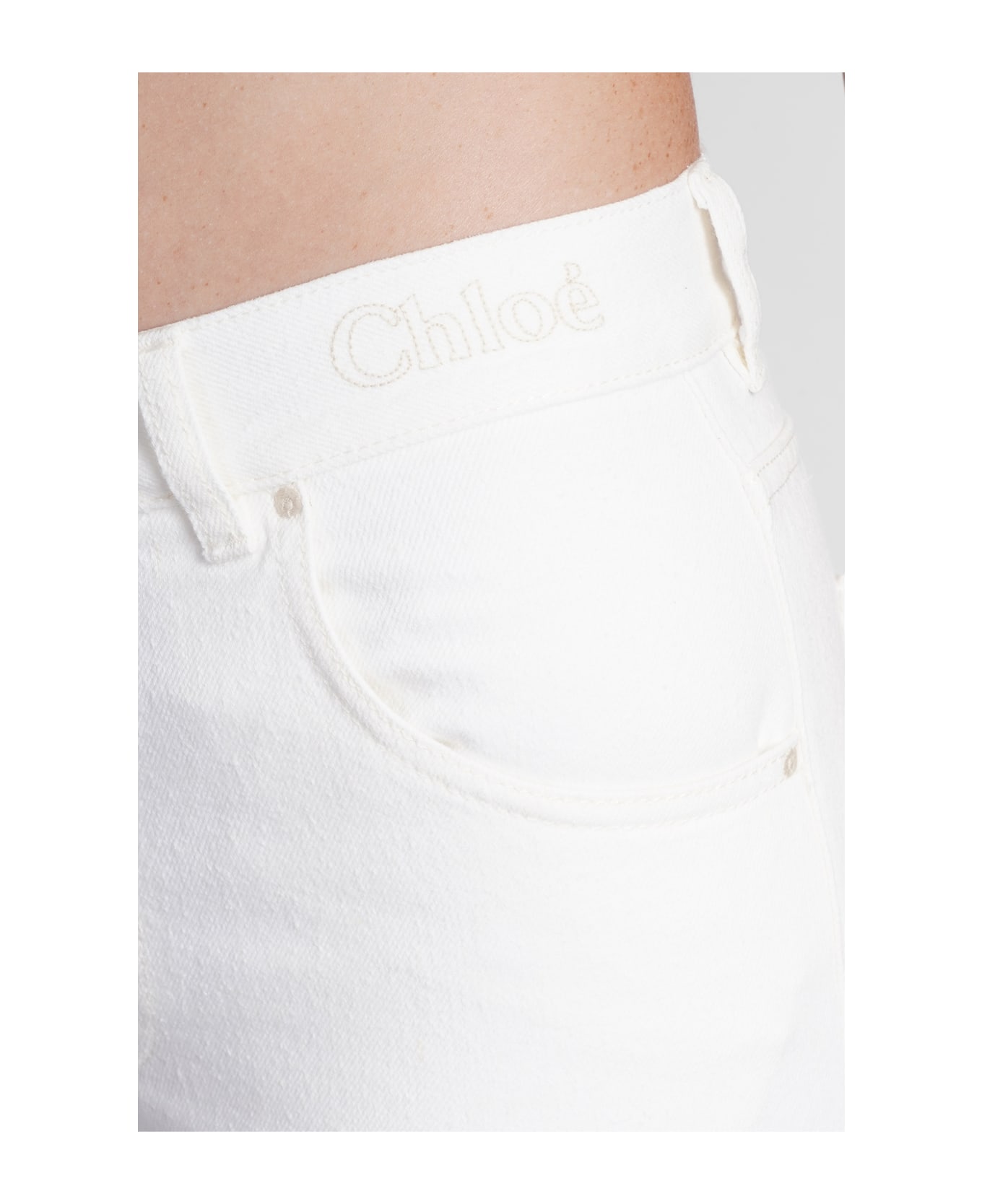 Chloé Jeans In White Cotton - white ボトムス