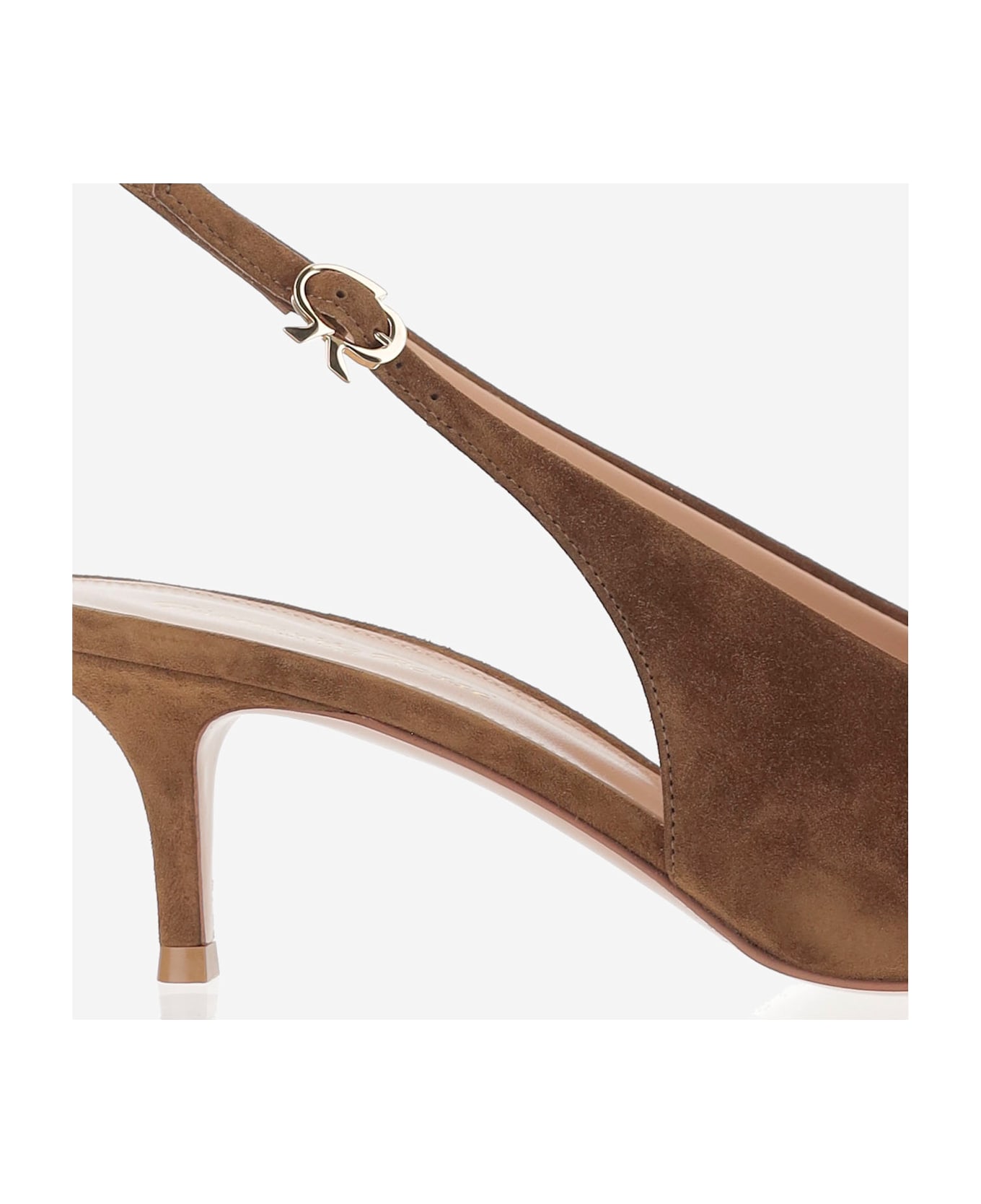 Gianvito Rossi Robbie Suede Leather Slingback - Brown