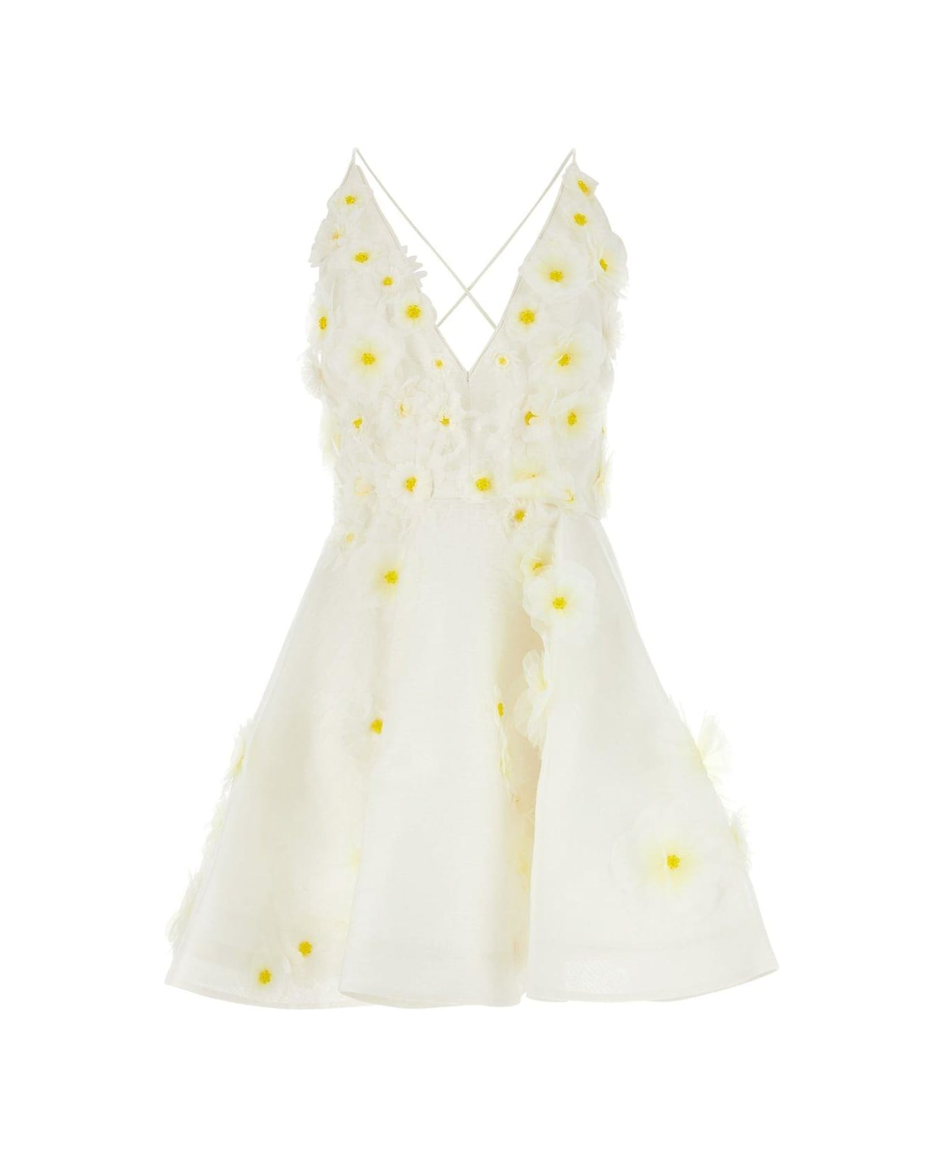 Zimmermann Matchmaker Daisy Mini Dress - WHITE/YELLOW