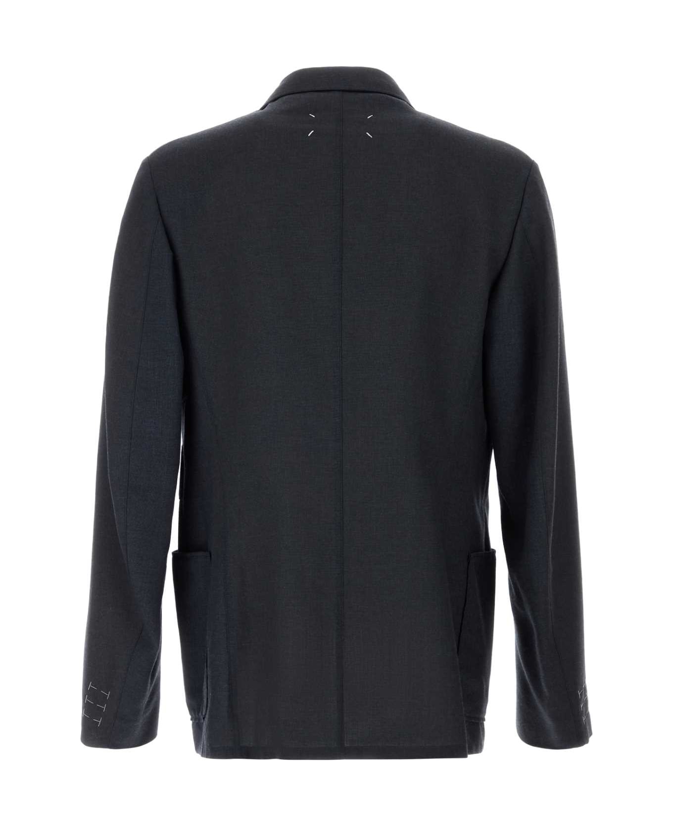 Maison Margiela Denim Blue Wool Blazer - DARKBLU