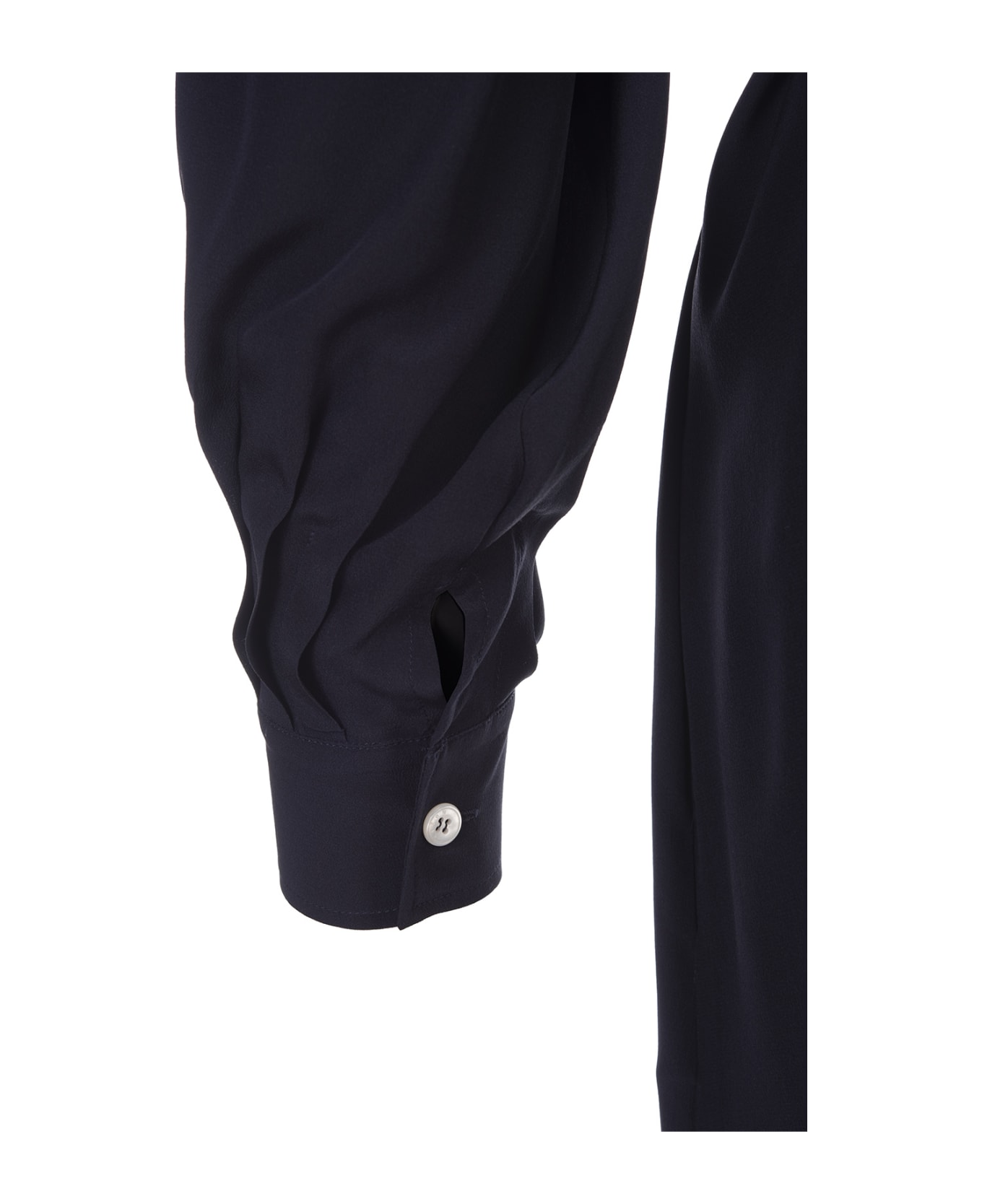 Kiton Black Silk Shirt Long Dress With Pleating - Black