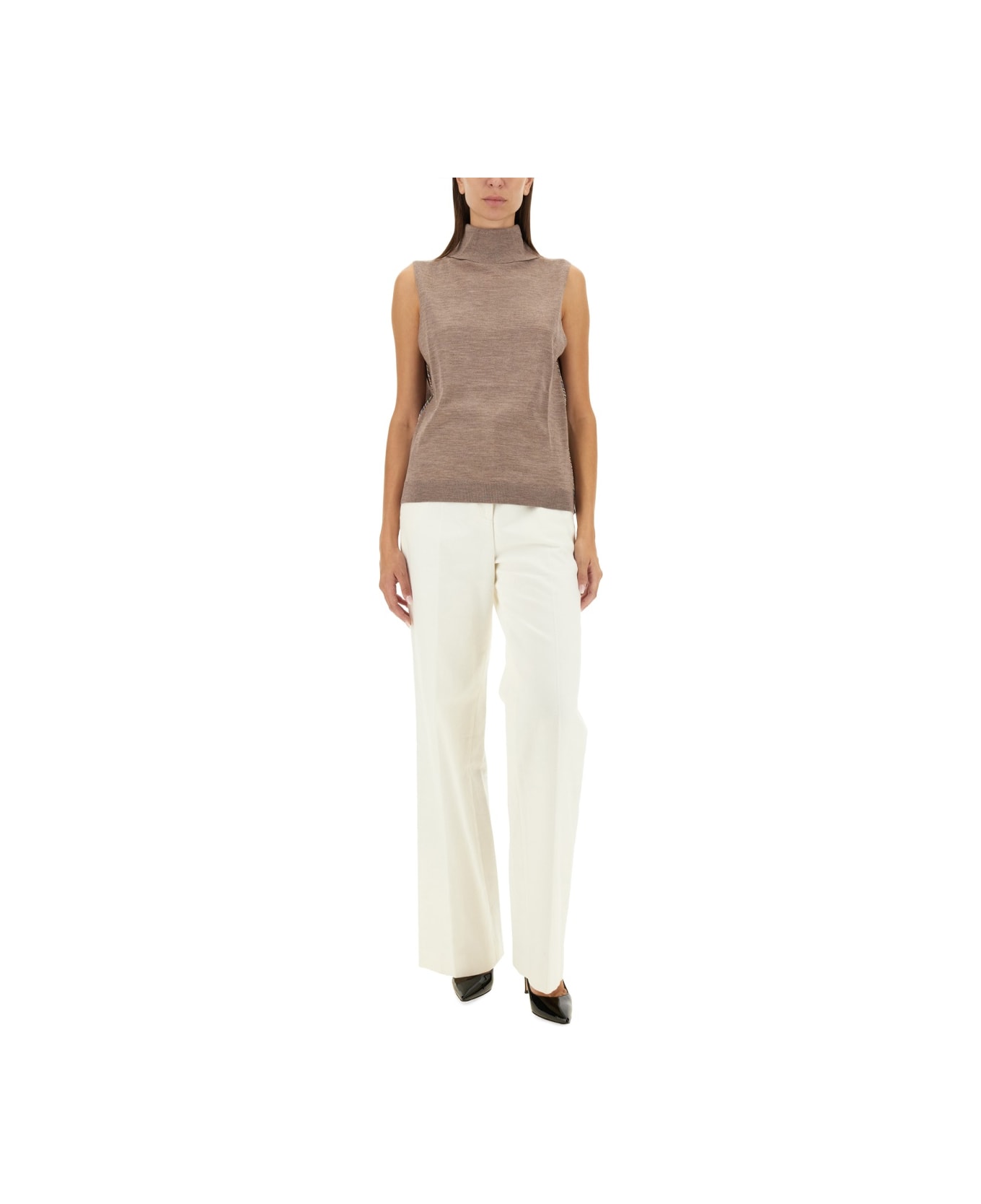 Paul Smith High Neck Top - BEIGE