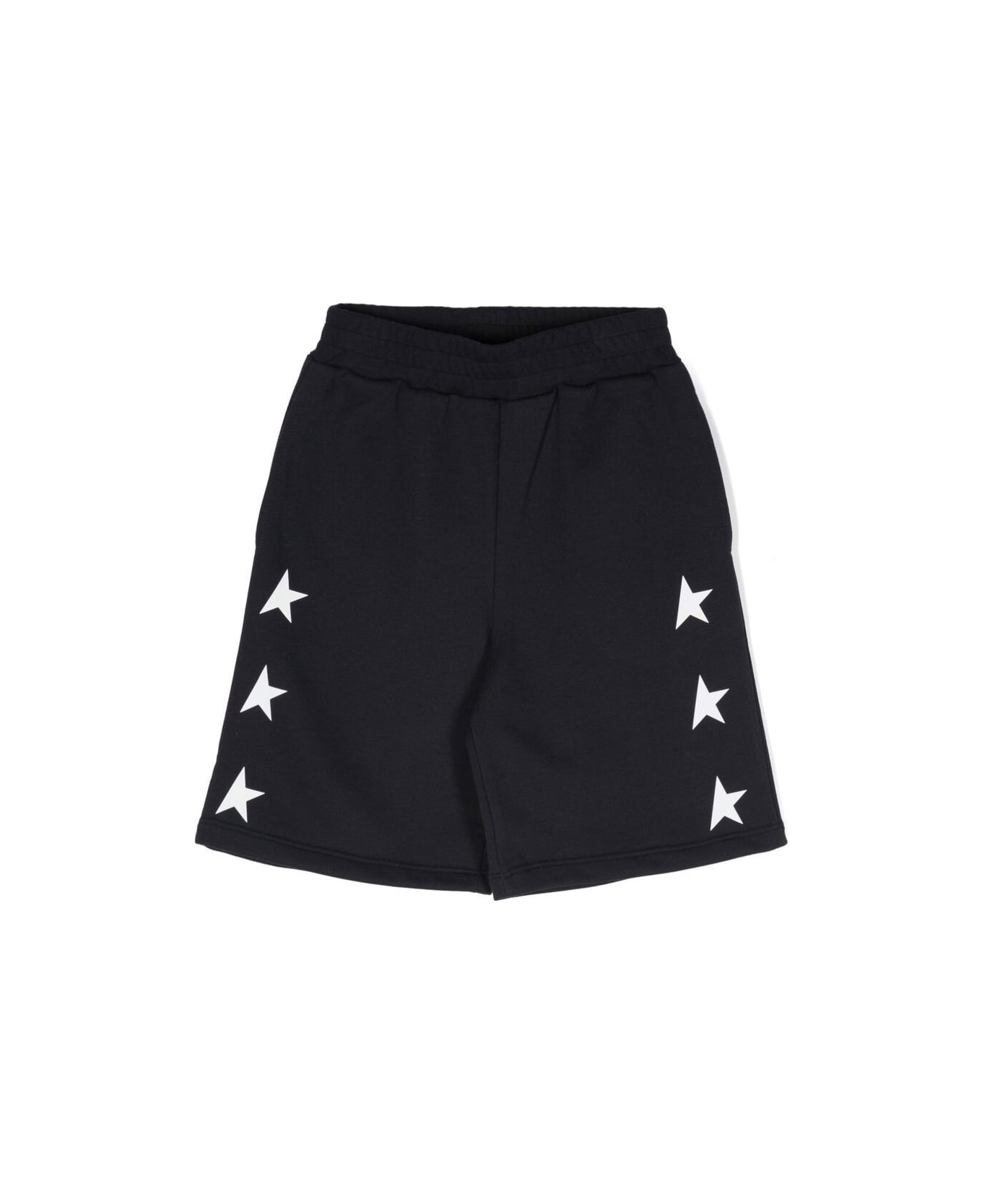 Golden Goose Black Star Collection Shorts In Cotton Blend Boy - Blu ボトムス