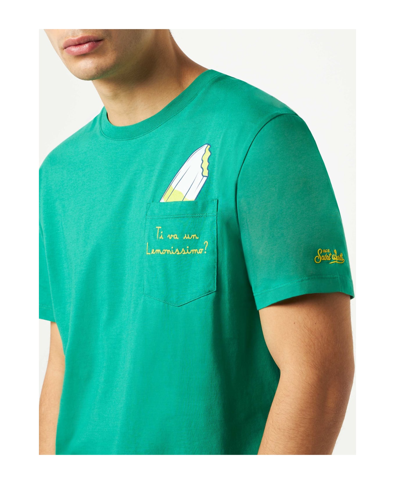 MC2 Saint Barth Cotton T-shirt With Ti Va Un Lemonissimo? Embroidery | Algida® Special Edition - GREEN