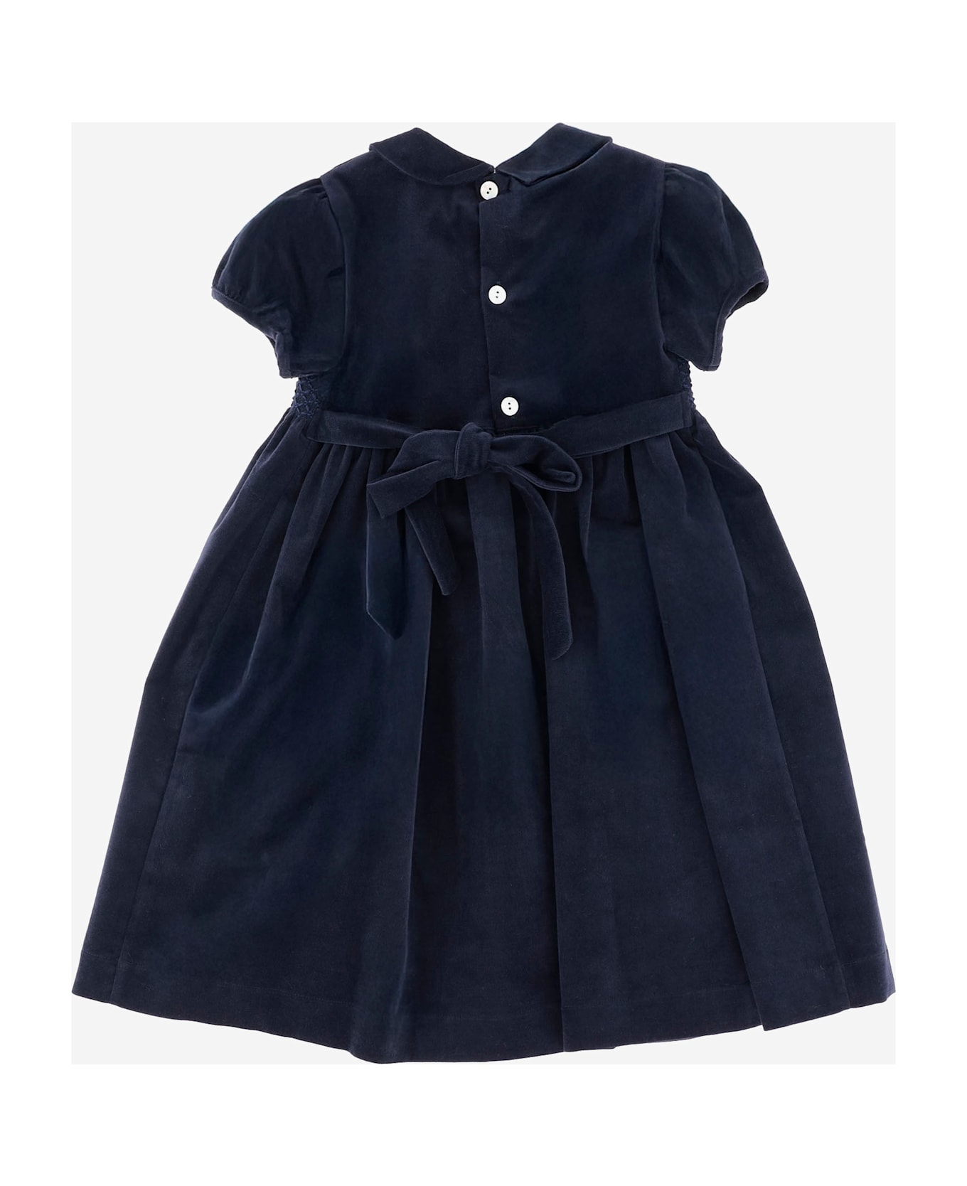 Nicoletta Fanna Stretch Cotton Dress With Smocking - Blue