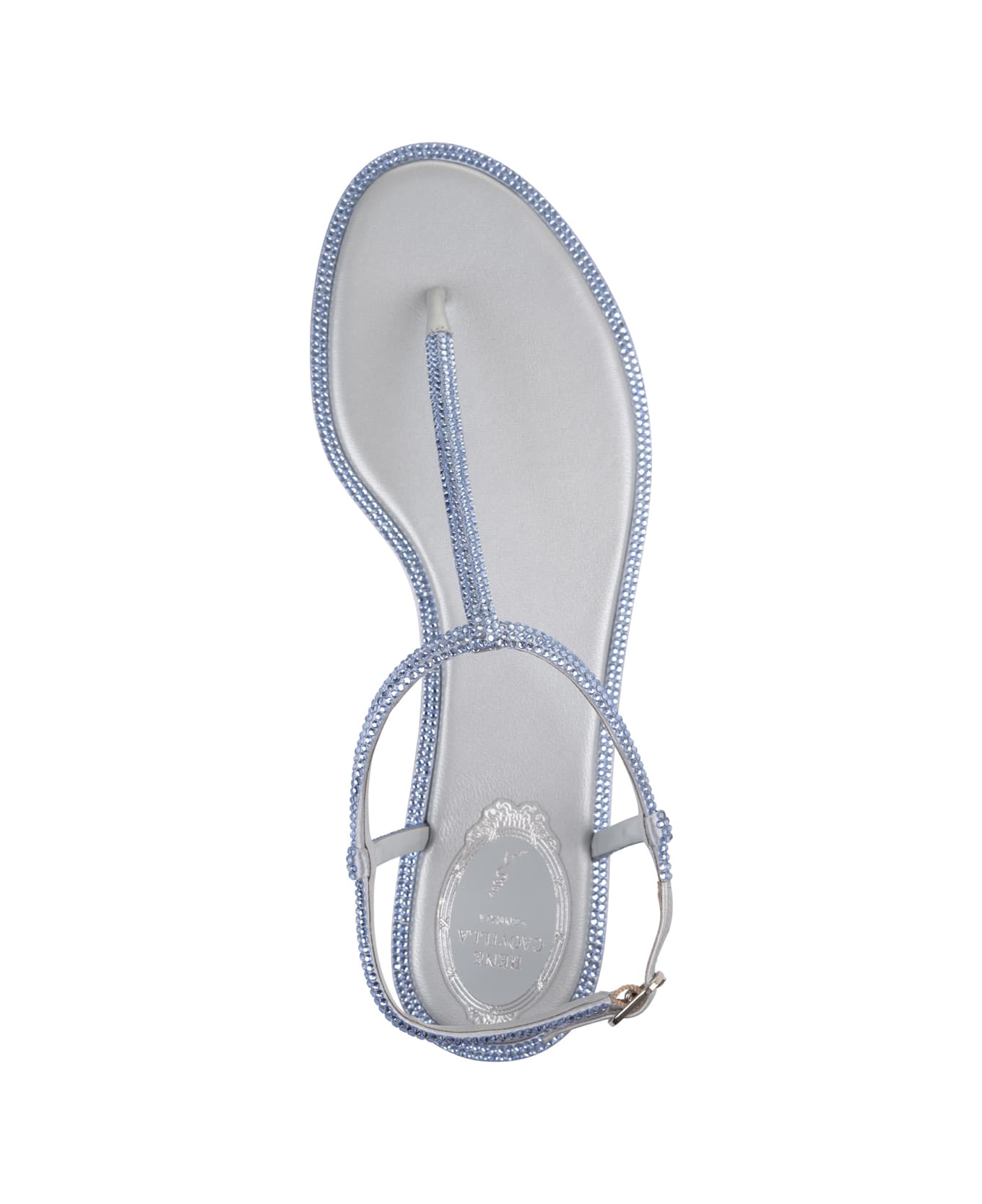 René Caovilla Light Blue Diana Low Jewel Sandals - Blue