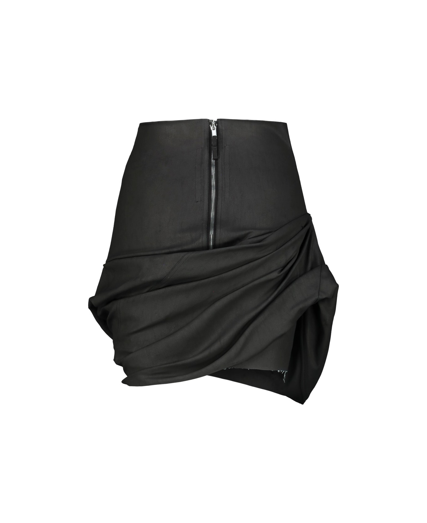 Rick Owens Draped Miniskirt In Denim - Black