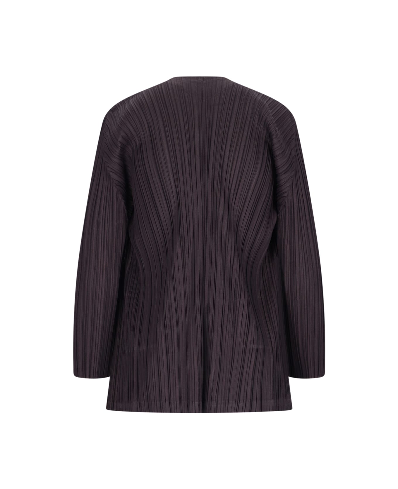 Pleats Please Issey Miyake 'monthly Colors September' Pleated Cardigan - Dark Brown