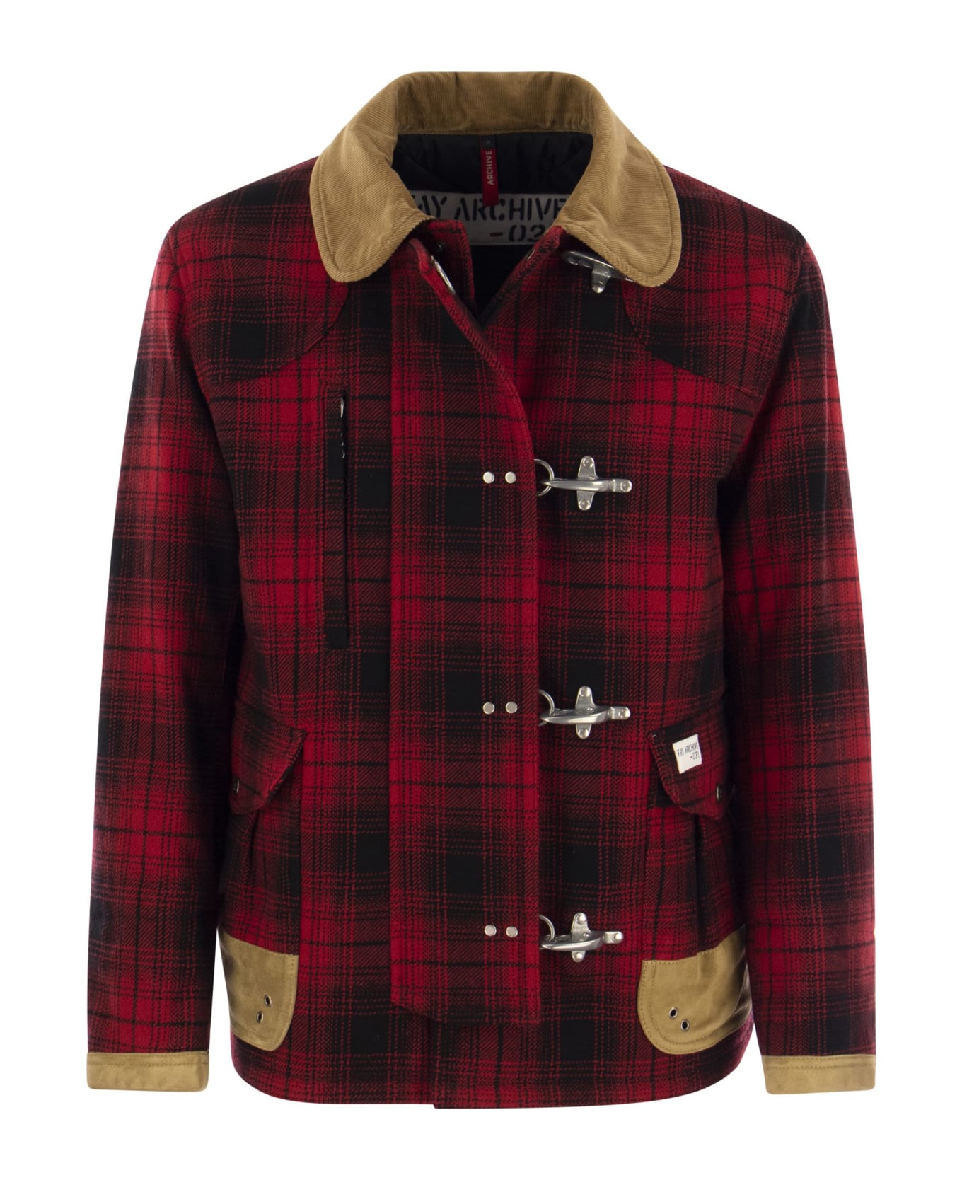 Fay 4 Hooks - Wool Jacket With Hooks - Red