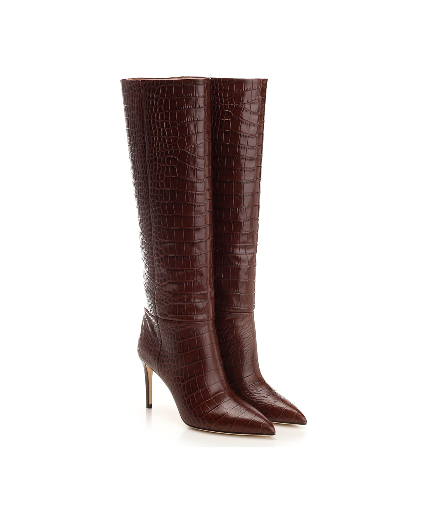 Paris Texas Embossed Leather Boots - BROWN