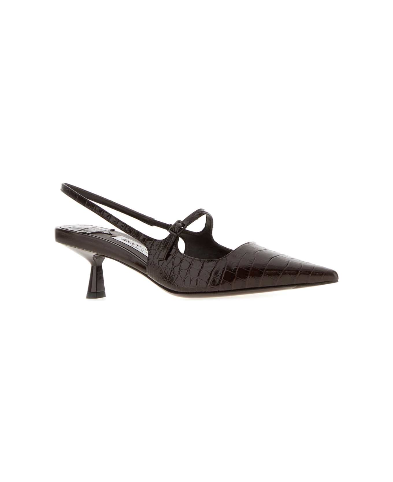 Jimmy Choo Chocolate Leather Didi 45 Pumps - CHOCOLATE