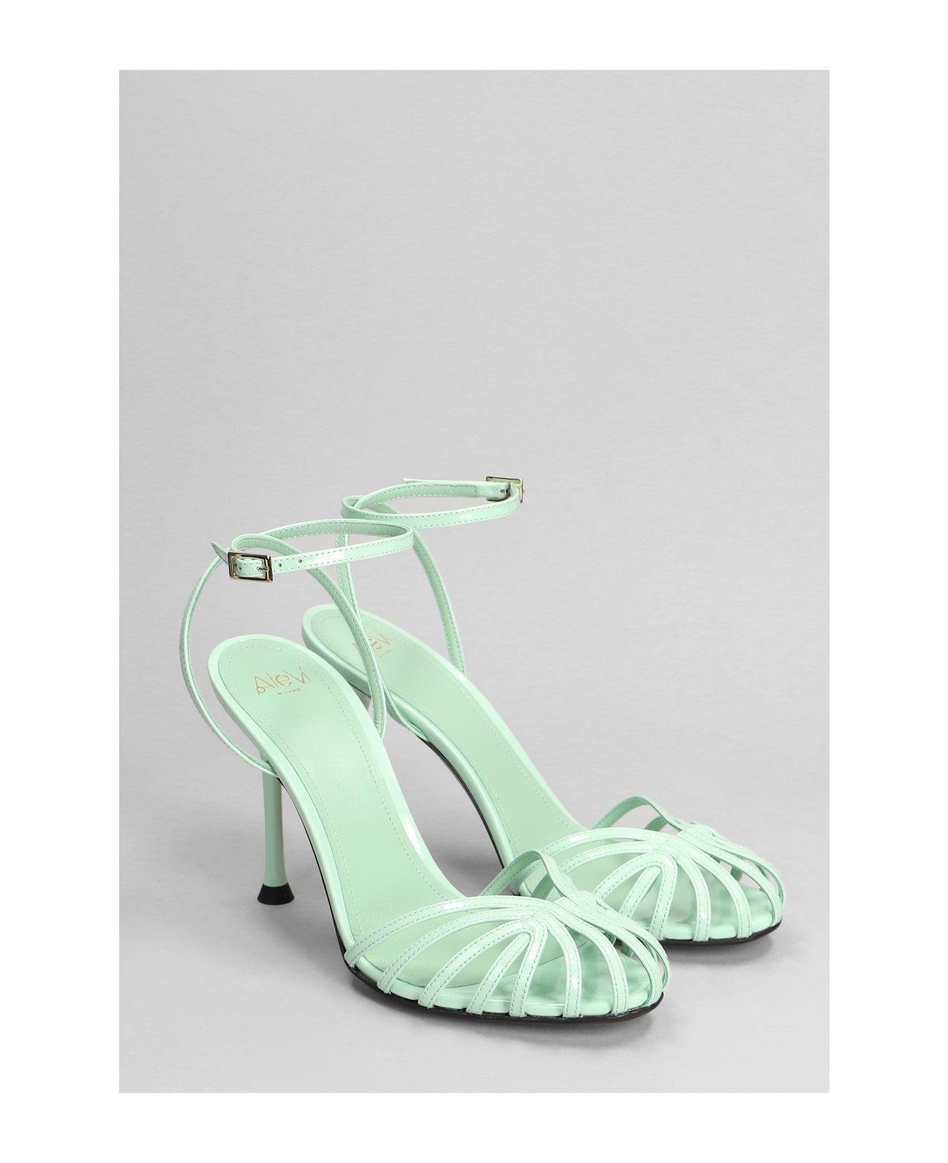 Alevì Ally 095 Sandals In Green Patent Leather - green
