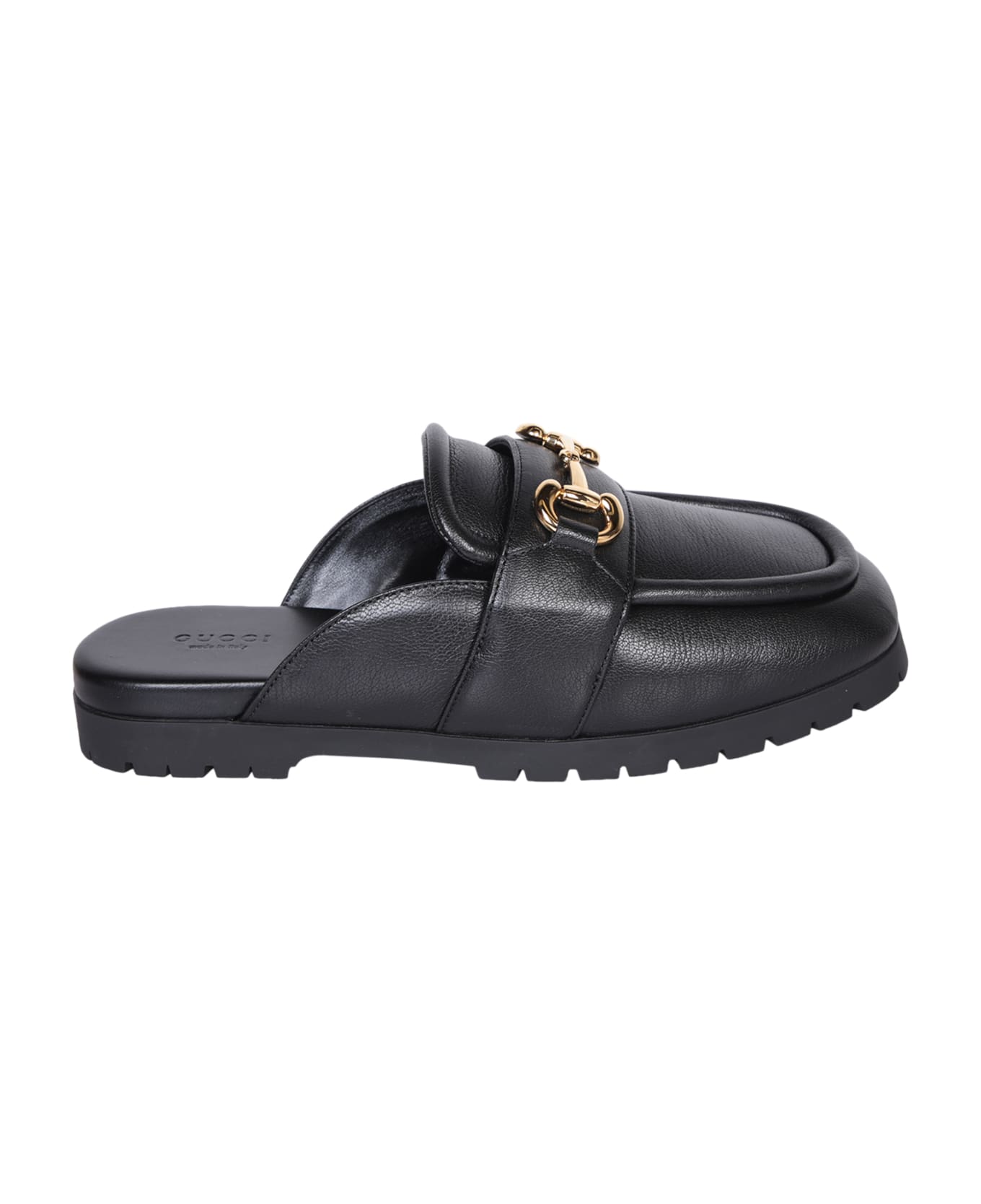 Gucci Black Leather Slippers - Black