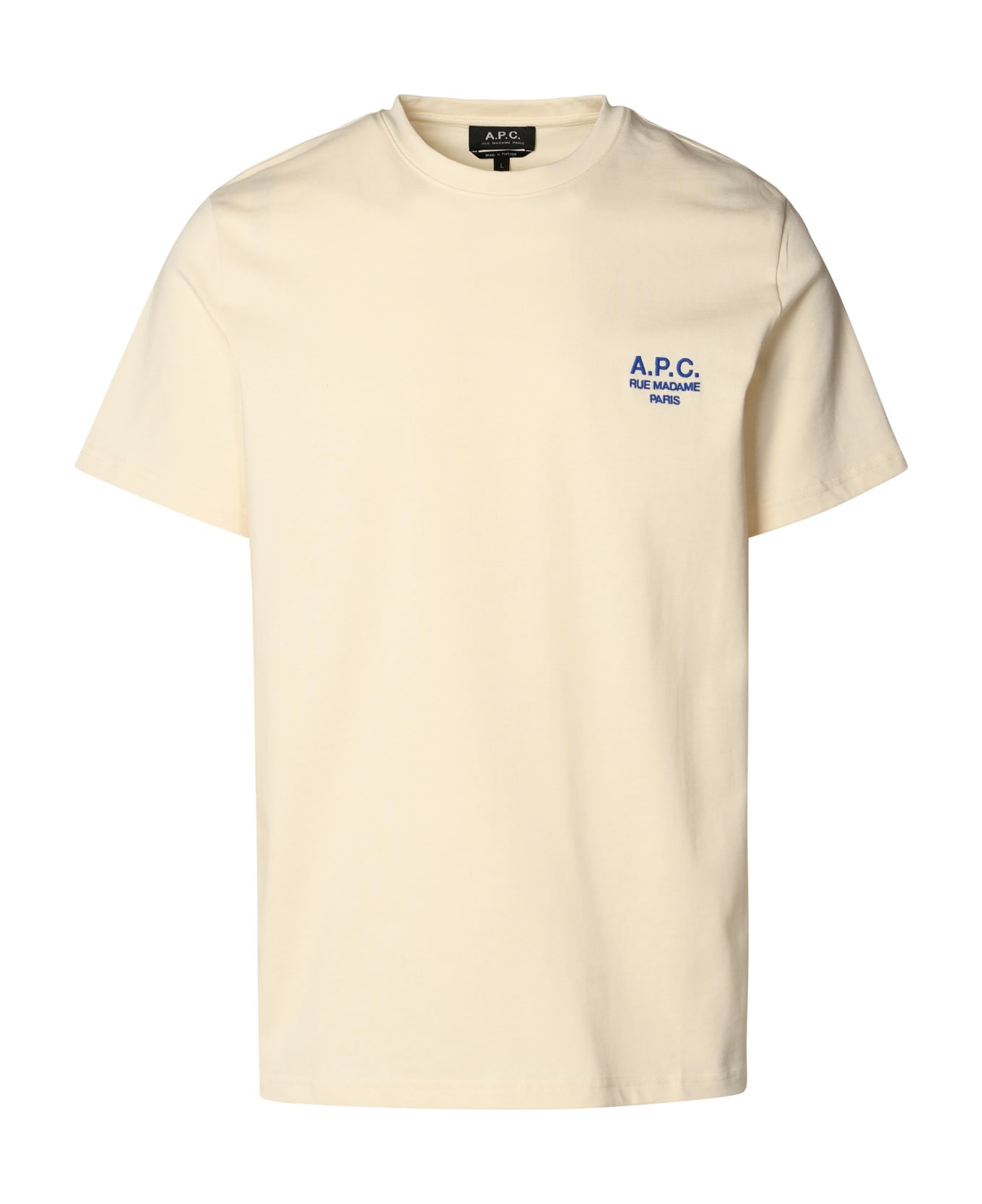 A.P.C. Logo Printed Crewneck T-shirt - Taj Blanc Casse Bleu