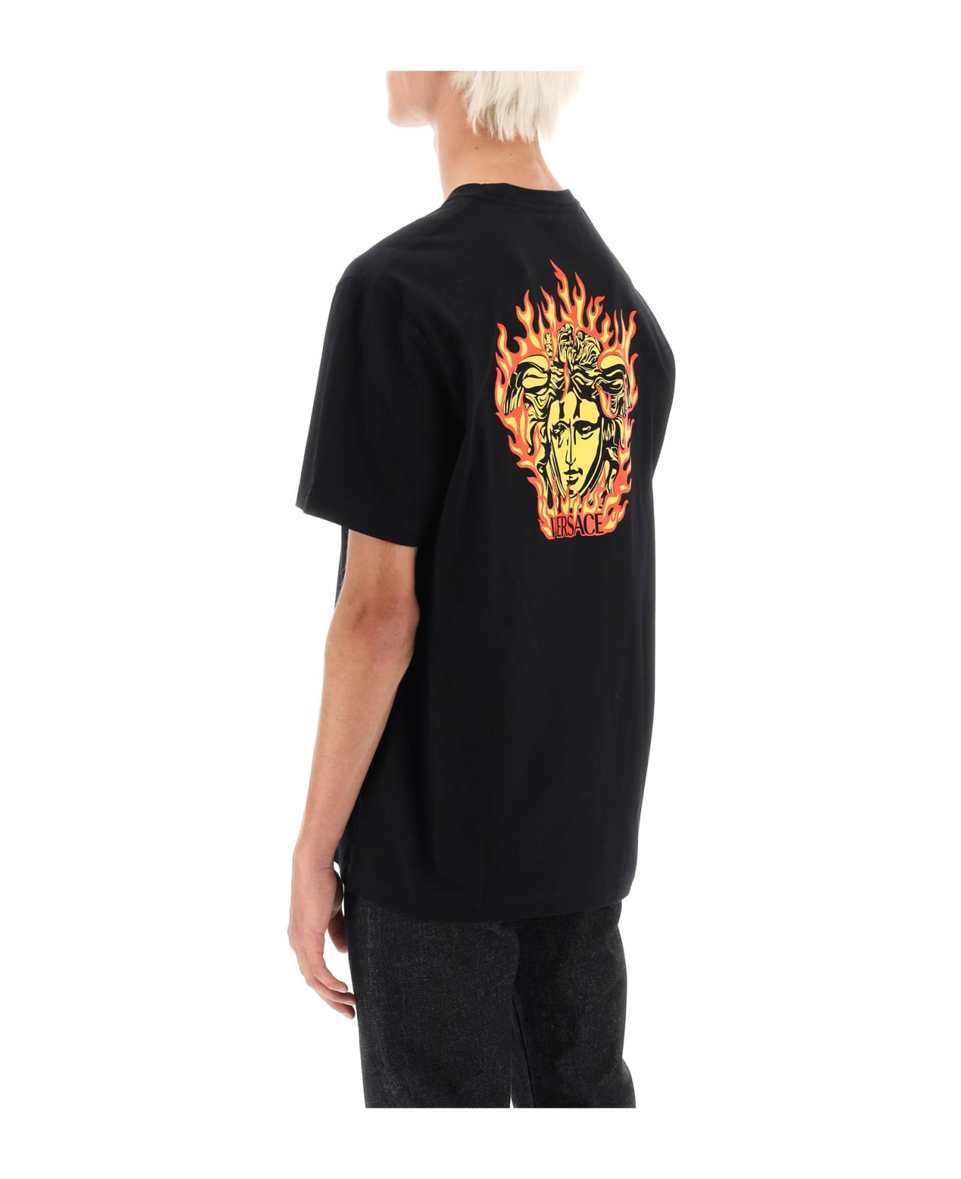 Versace Black 'fiamma Medusa' T-shirt - Black