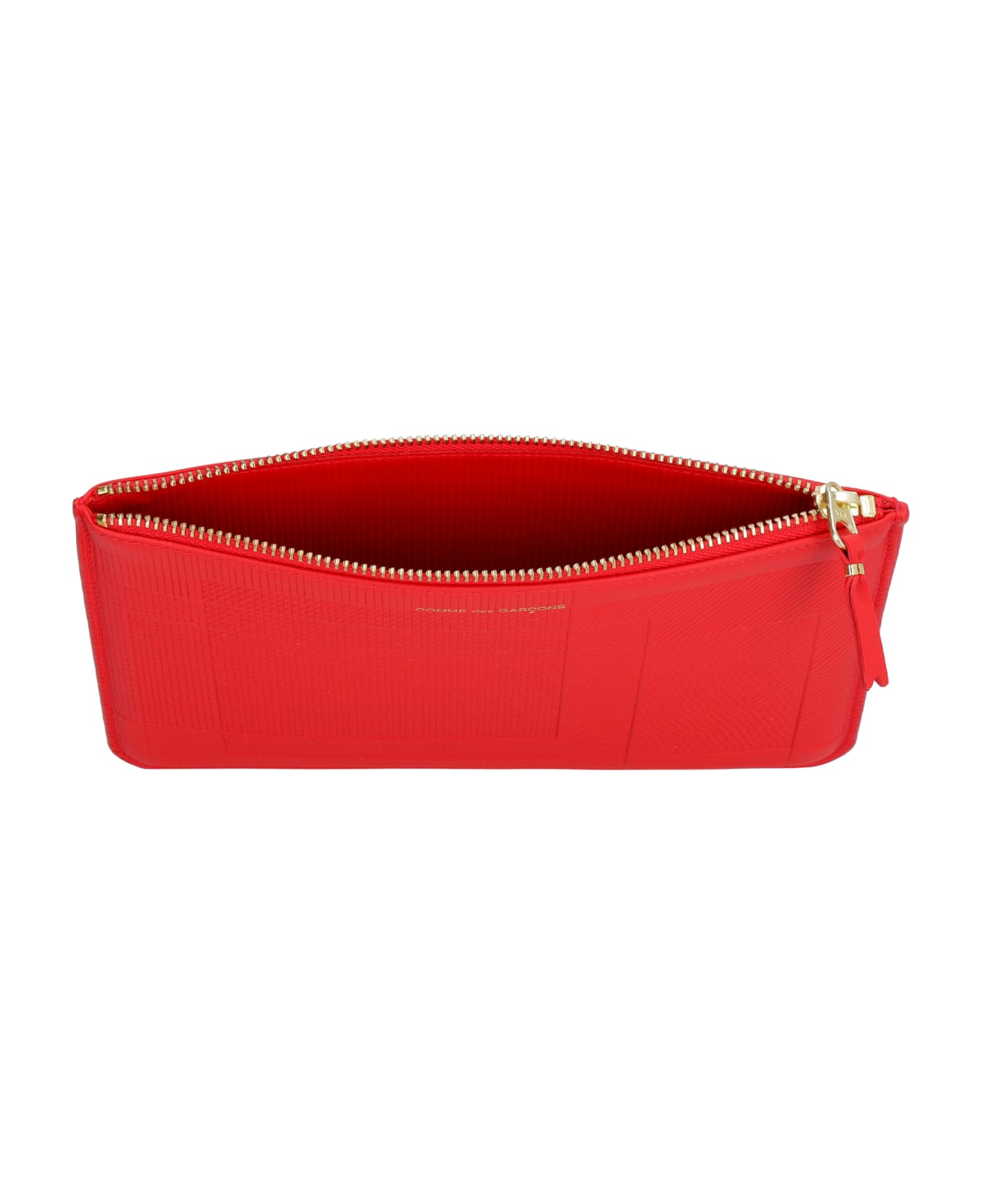 Comme des Garçons Logo Detail Flat Leather Pouch - red