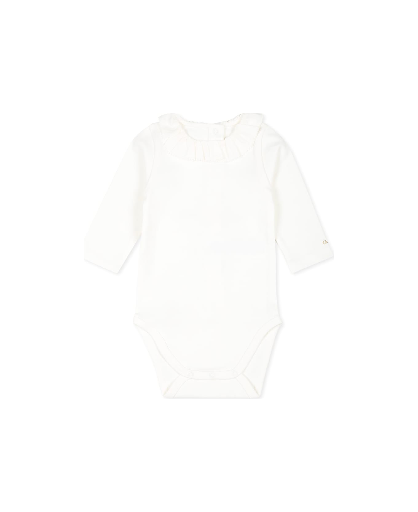 Chloé White Suit For Baby Girl With Logo - Ivory