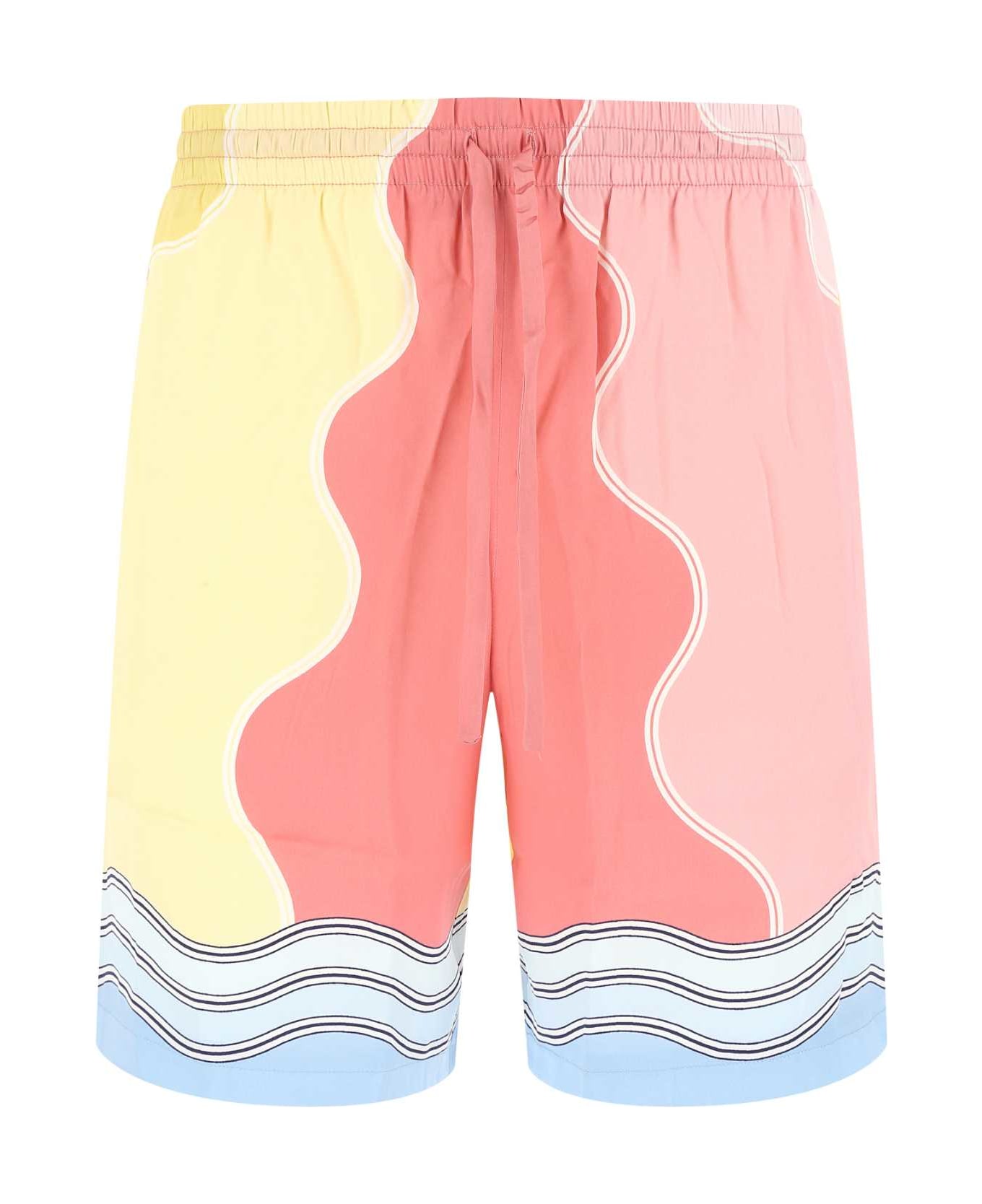 Casablanca Printed Satin Bermuda Shorts - SOLEILLE