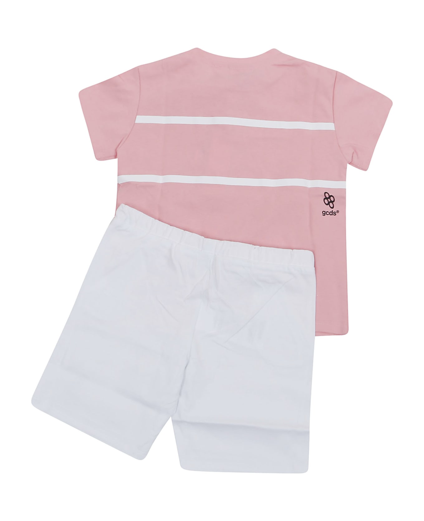 GCDS Mini T-shirt+shorts - White Quartz Pink