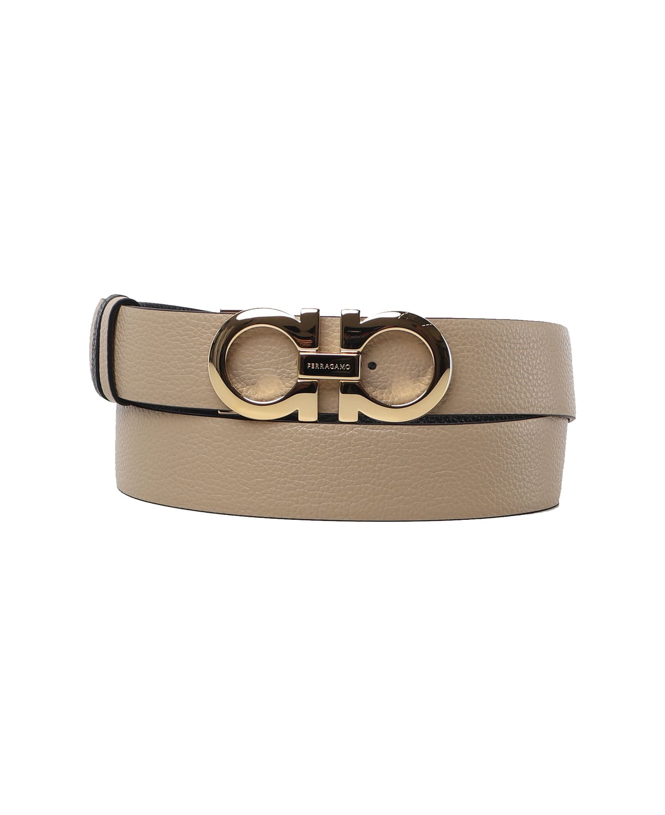 Ferragamo Gancini Reversible And Adjustable Belt - Beige