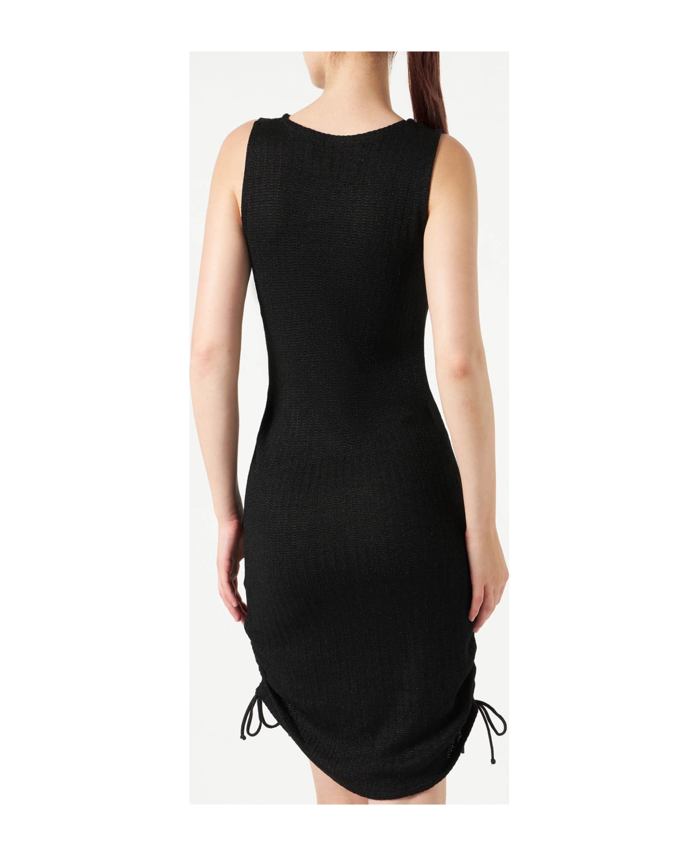 MC2 Saint Barth Ribbed Sheath Dress Jori With Drawstring - BLACK ワンピース＆ドレス