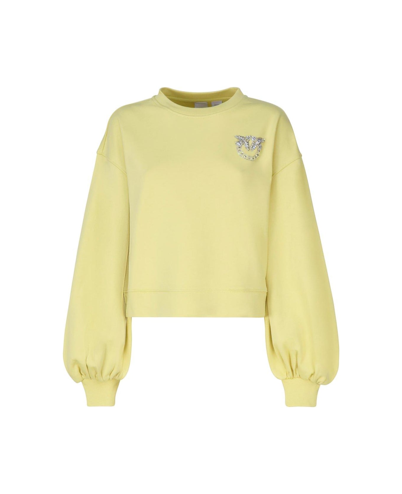 Pinko Logo Embellished Long-sleeved Sweater - Yellow
