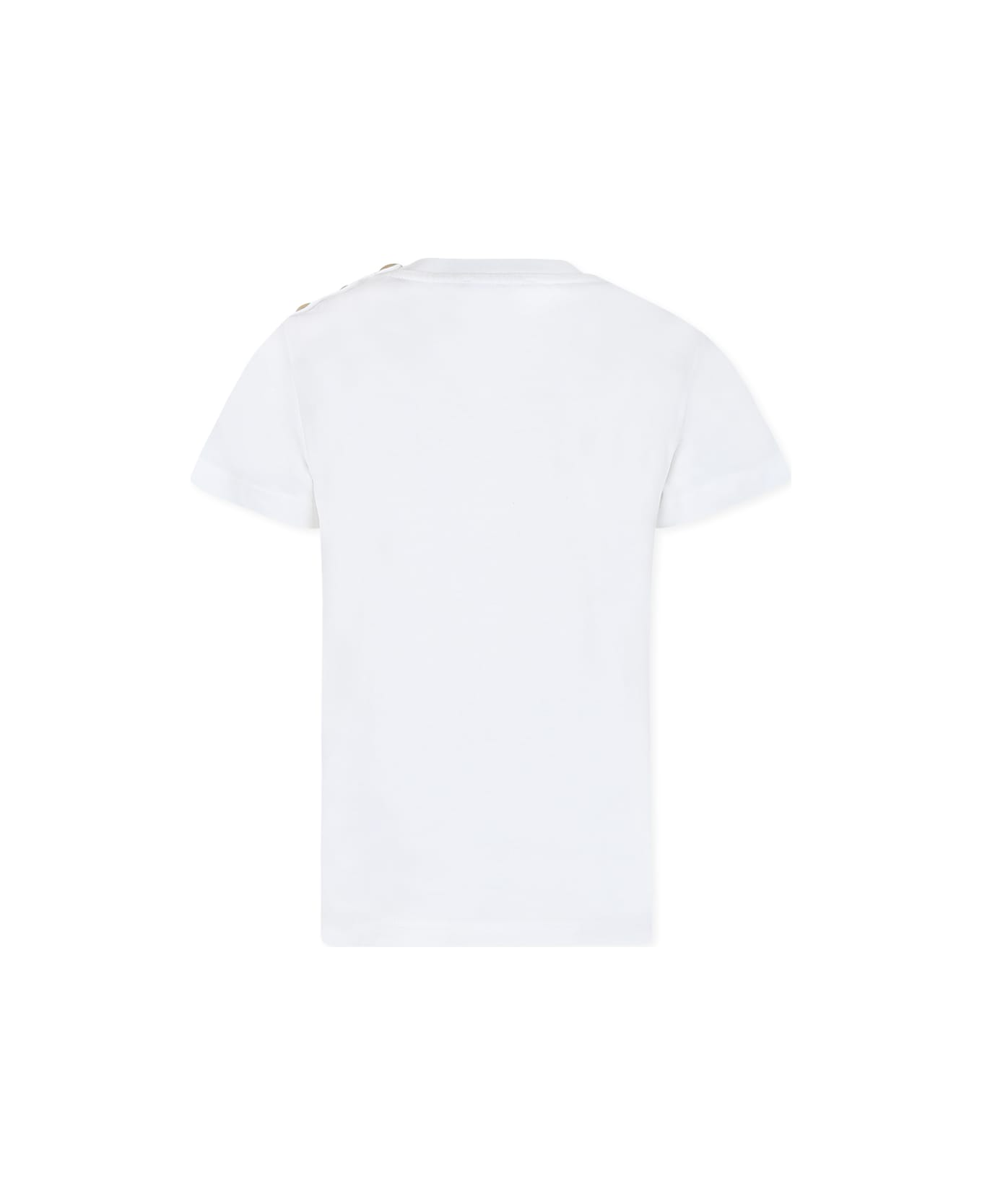 Balmain White T-shirt For Girl With Logo - White