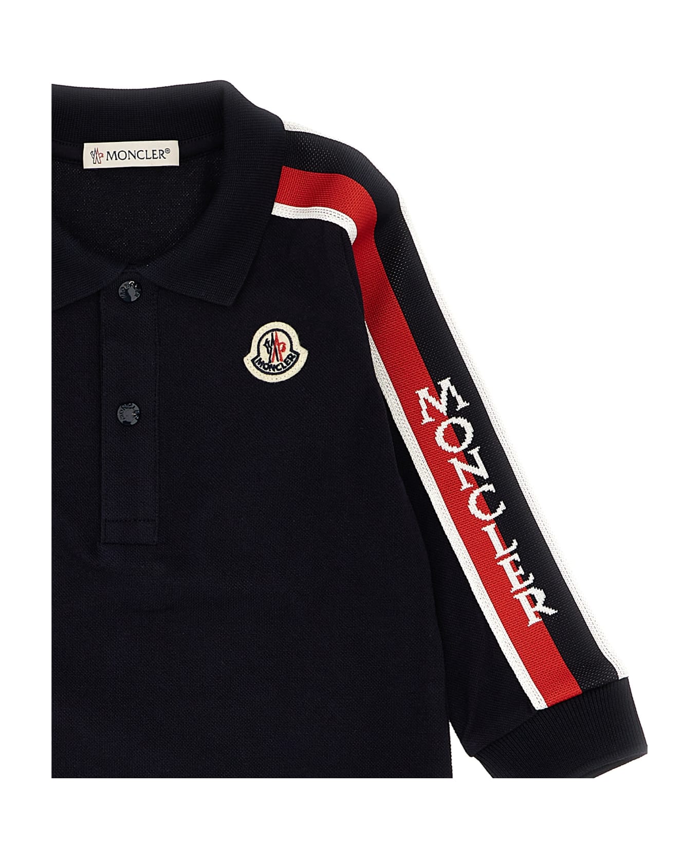 Moncler Polo Contrasting Bands - Blue