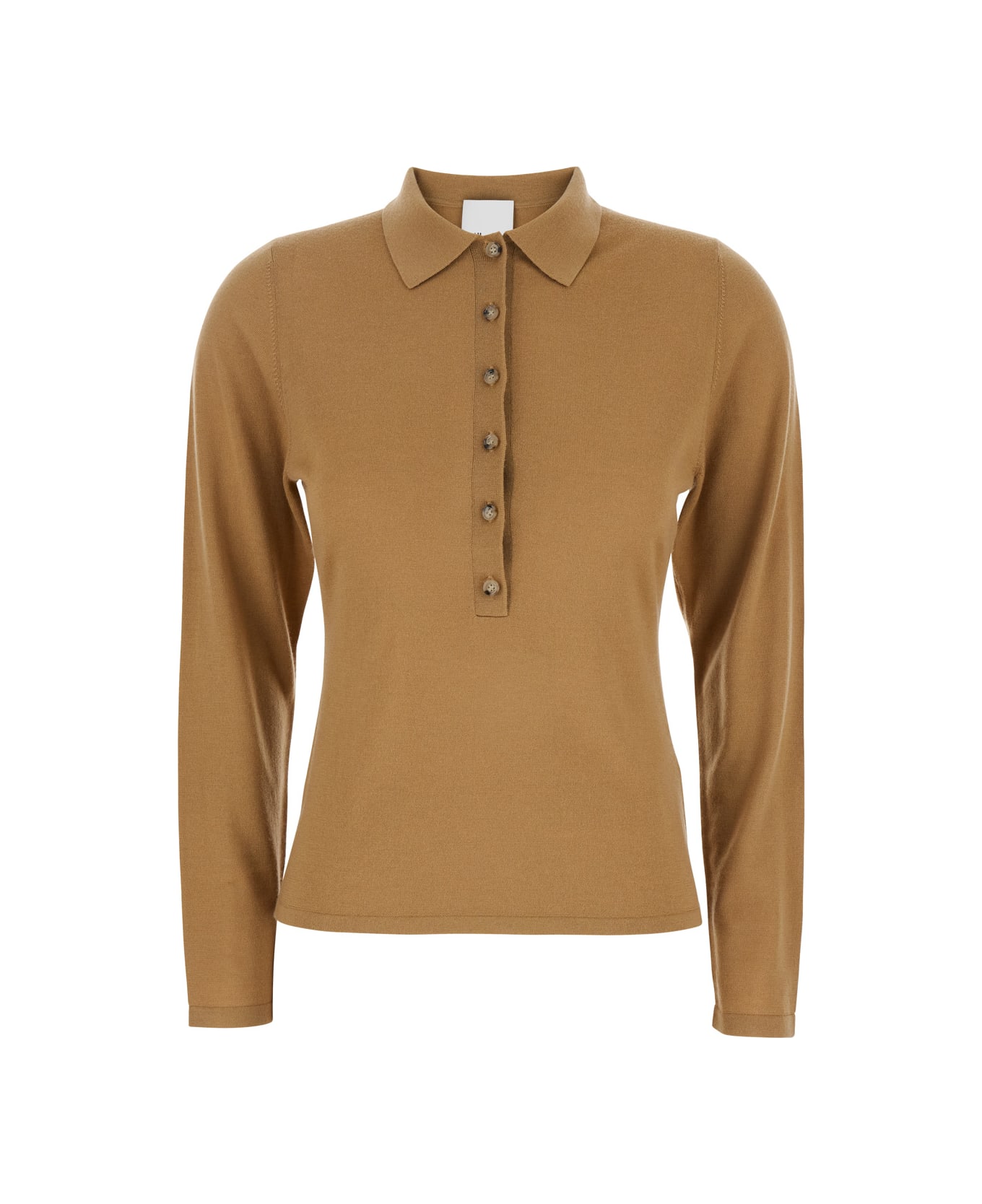 Allude Beige Polo Style Sweater With Classic Collar In Wool Woman - Beige