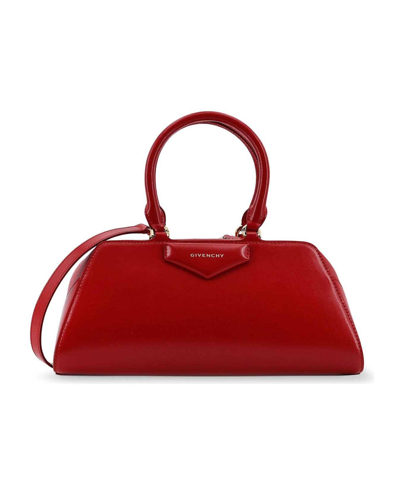Givenchy Antigona East West Small Leather Shoulder Bag - VERMILLON