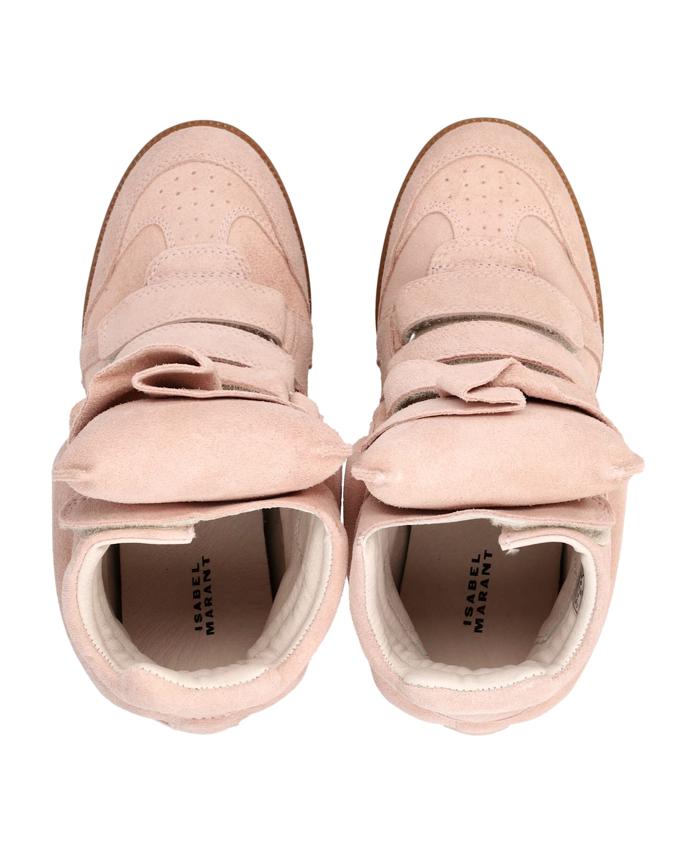 Isabel Marant Bekett Suede Leather Wedge Sneakers - PALE PINK PEACH