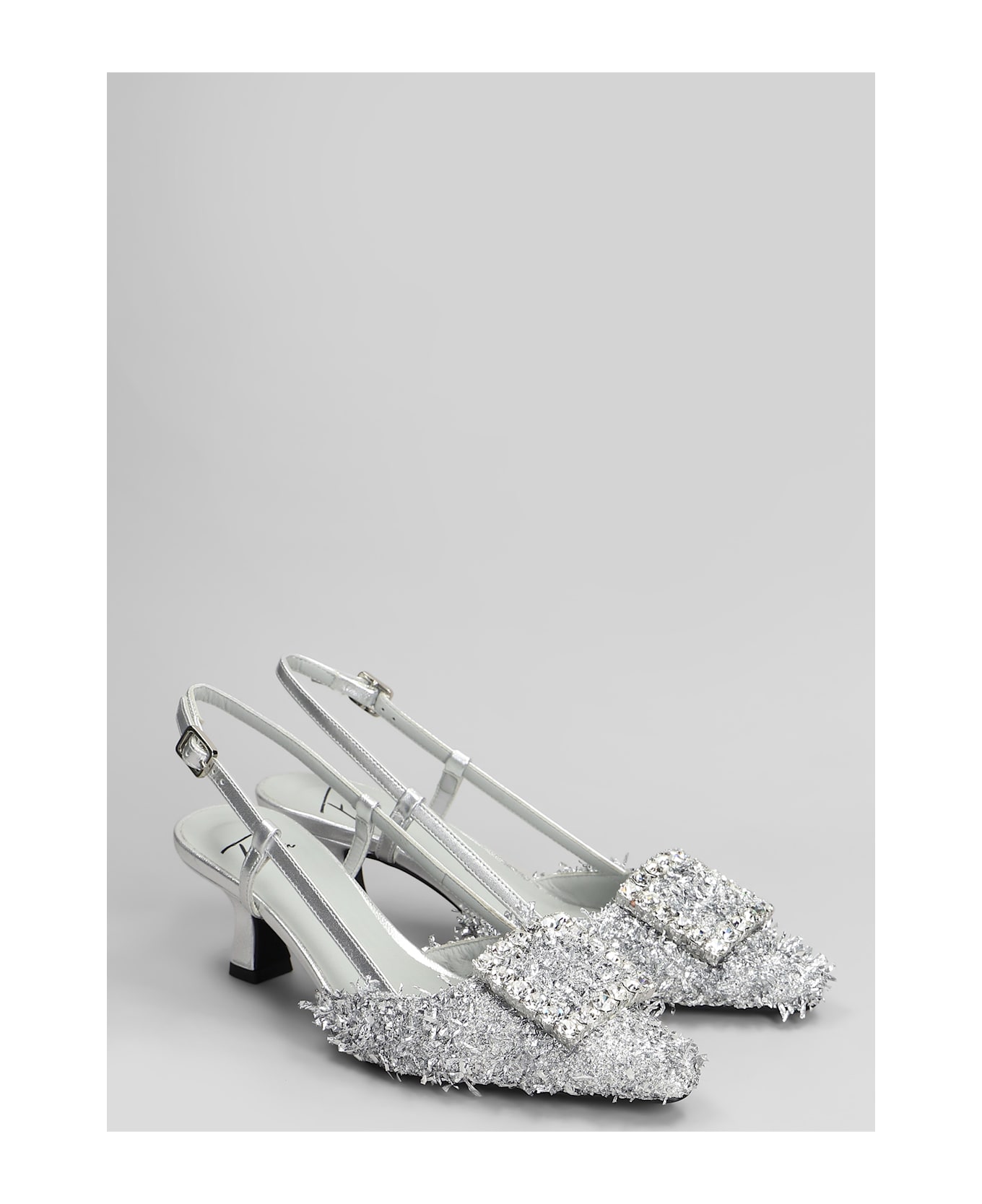 Roberto Festa Stefi Pumps In Silver Leather And Fabric - silver