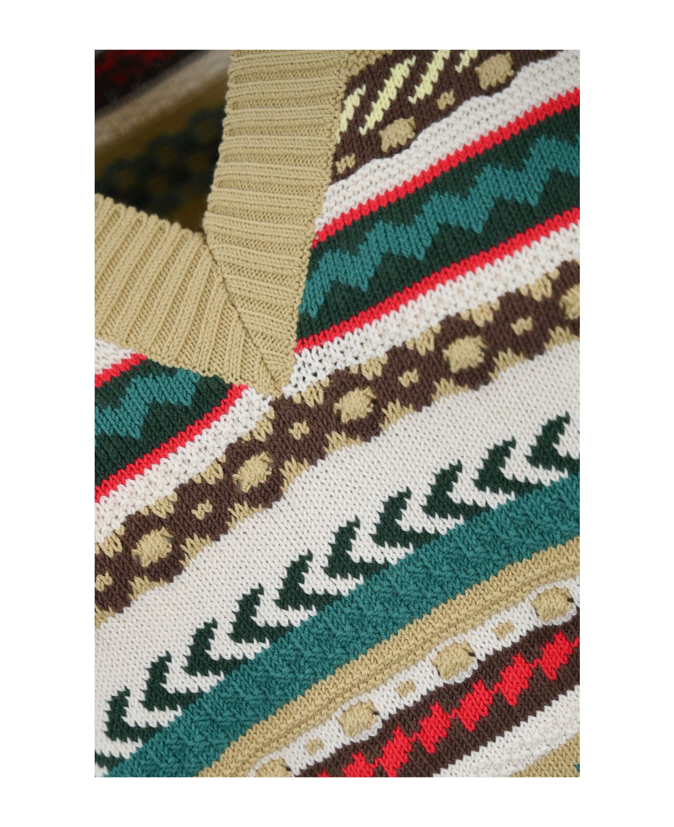 Weekend Max Mara Vicino Waistcoat In Jacquard Cotton Yarn - Dis.fairisle