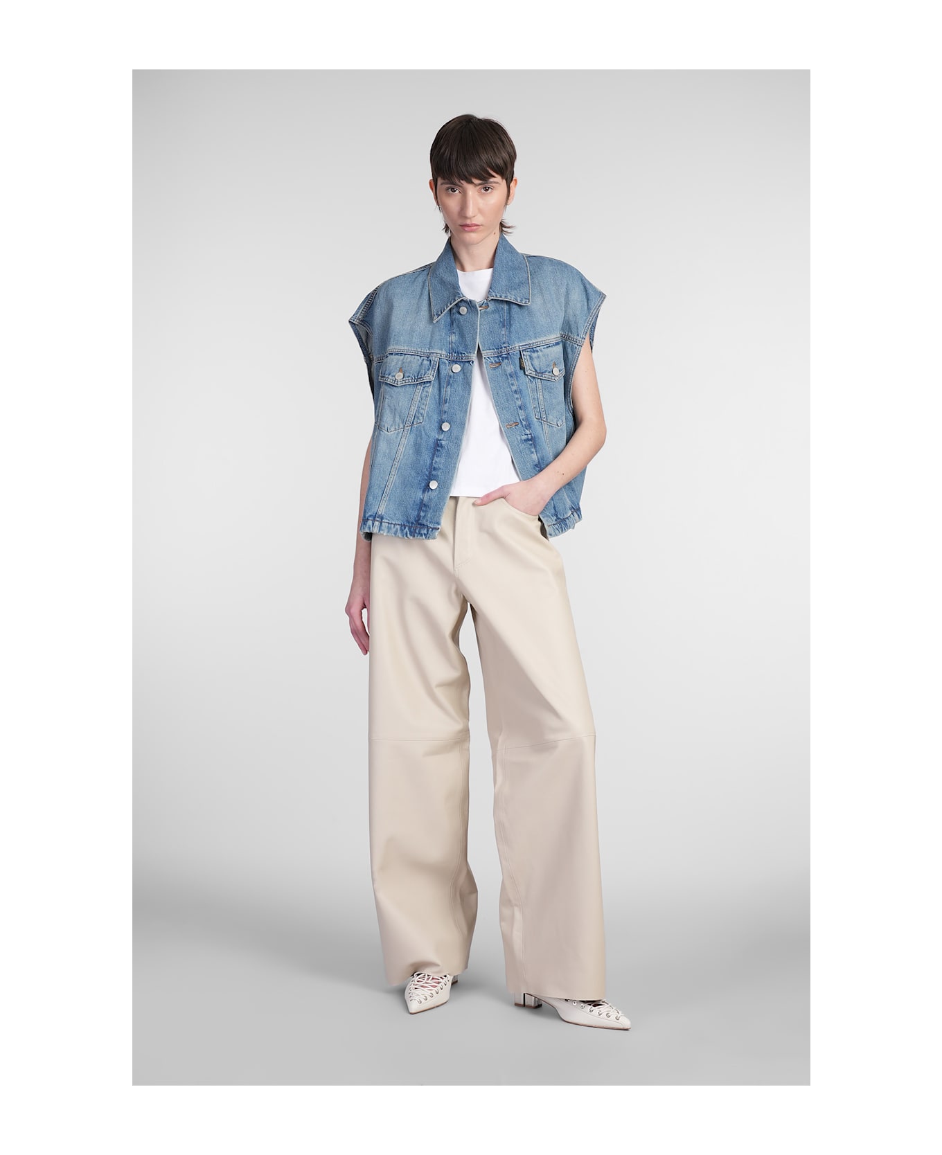 Haikure Bethany Pants In Beige Leather - beige