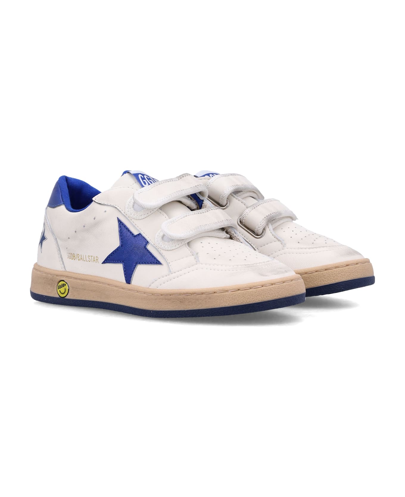 Golden Goose Kid - Ball Star Strap Sneakers - WHITE/BLUE