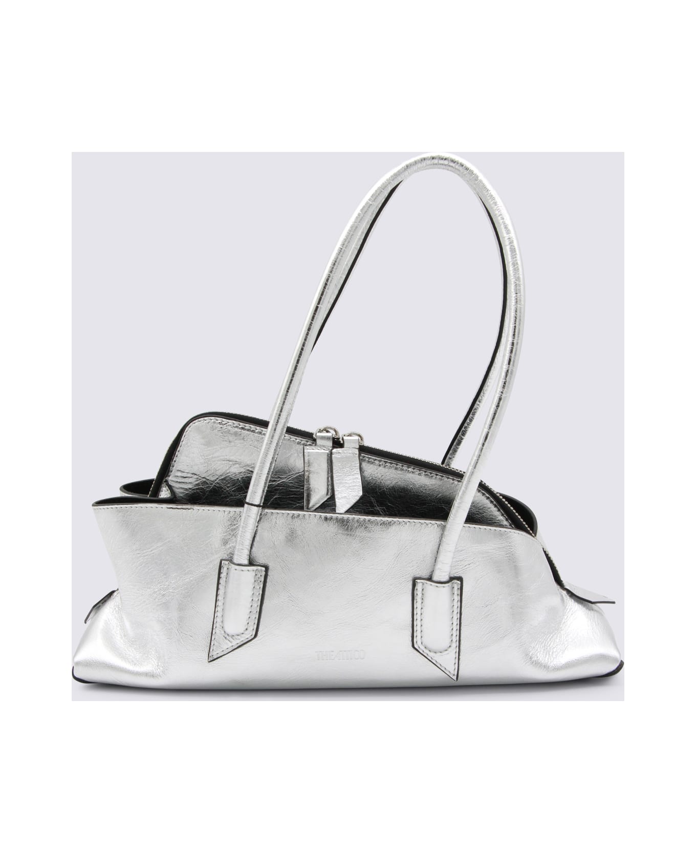 The Attico Silver Leather La Passeggiata Top Handle Bag - Silver