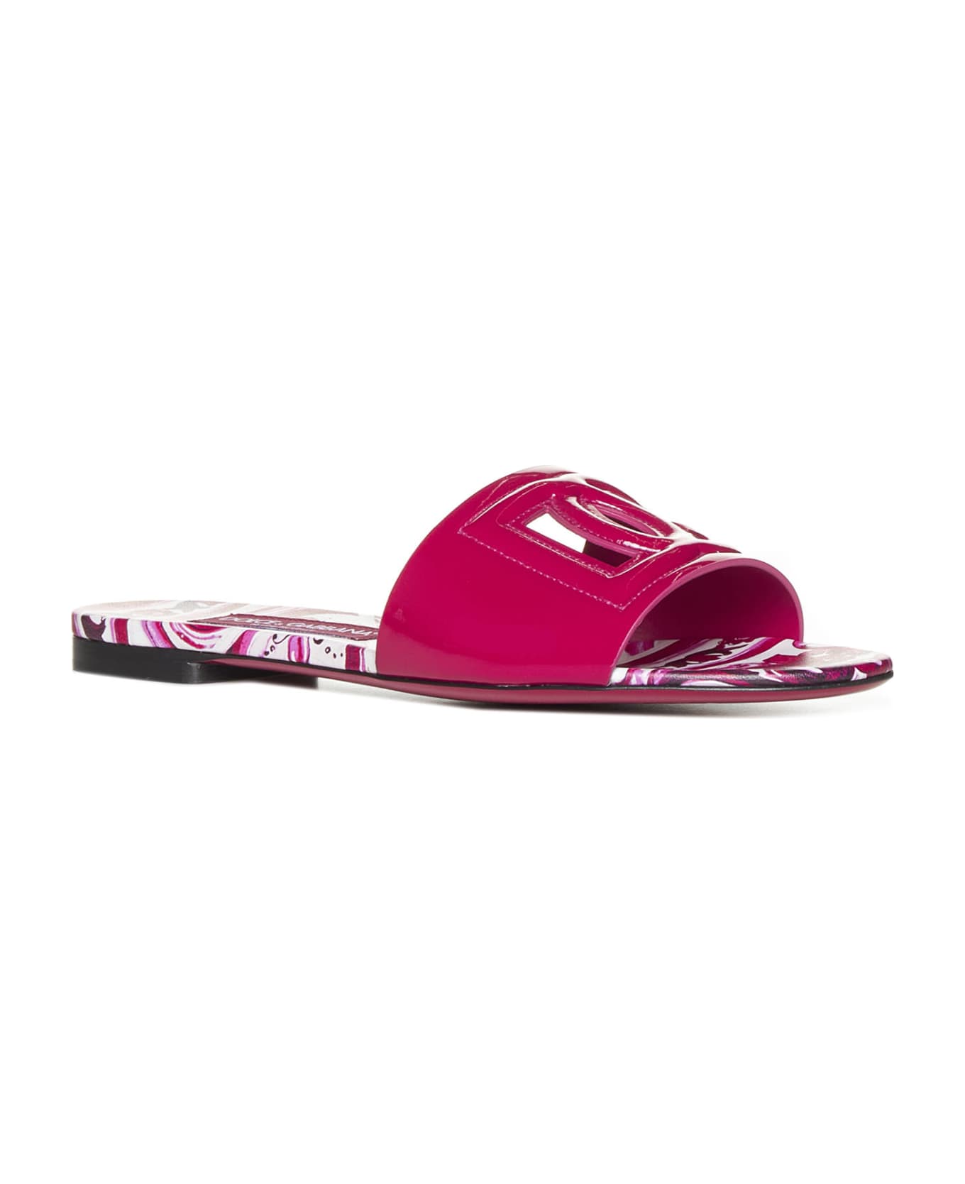 サンダル・ミュール DOLCE & GABBANA SANDALO SLIDE IN PELLE CON LOGO Logo leather slides in orange - Dolce Gabbana | Mytheresa