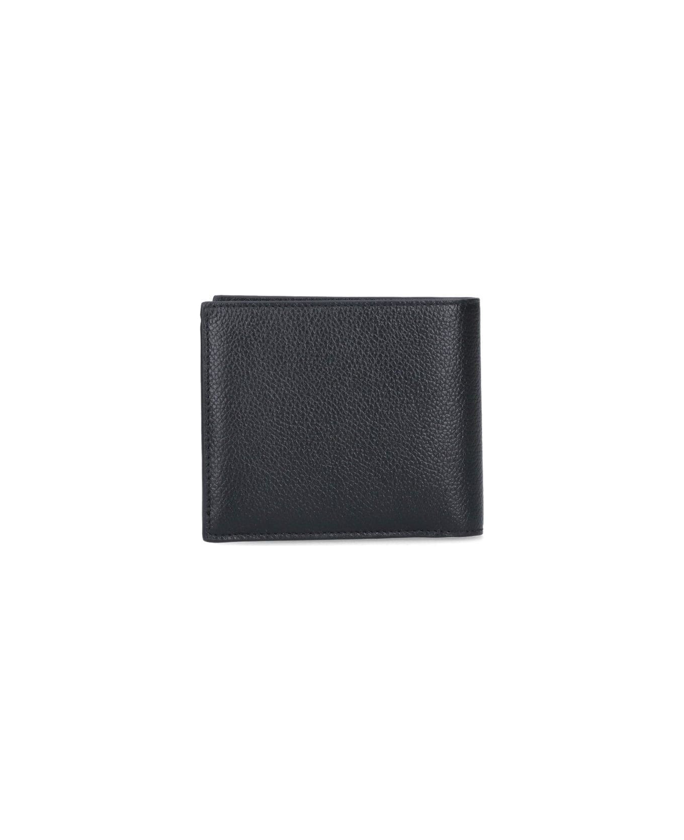 Balenciaga Political Stencil Logo Print Bifold Wallet - Black