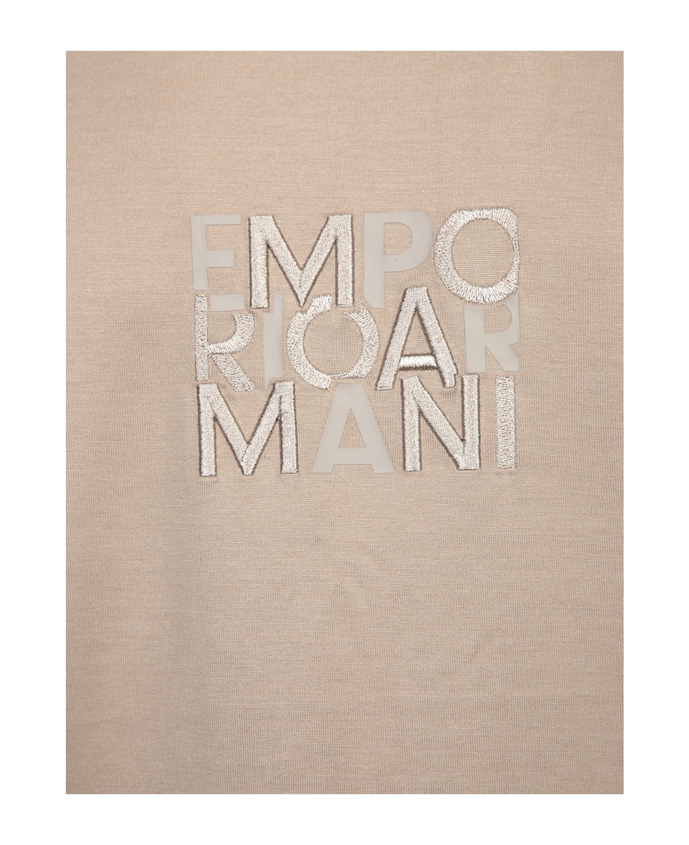 Emporio Armani Square Logo Taupe T-shirt - Beige