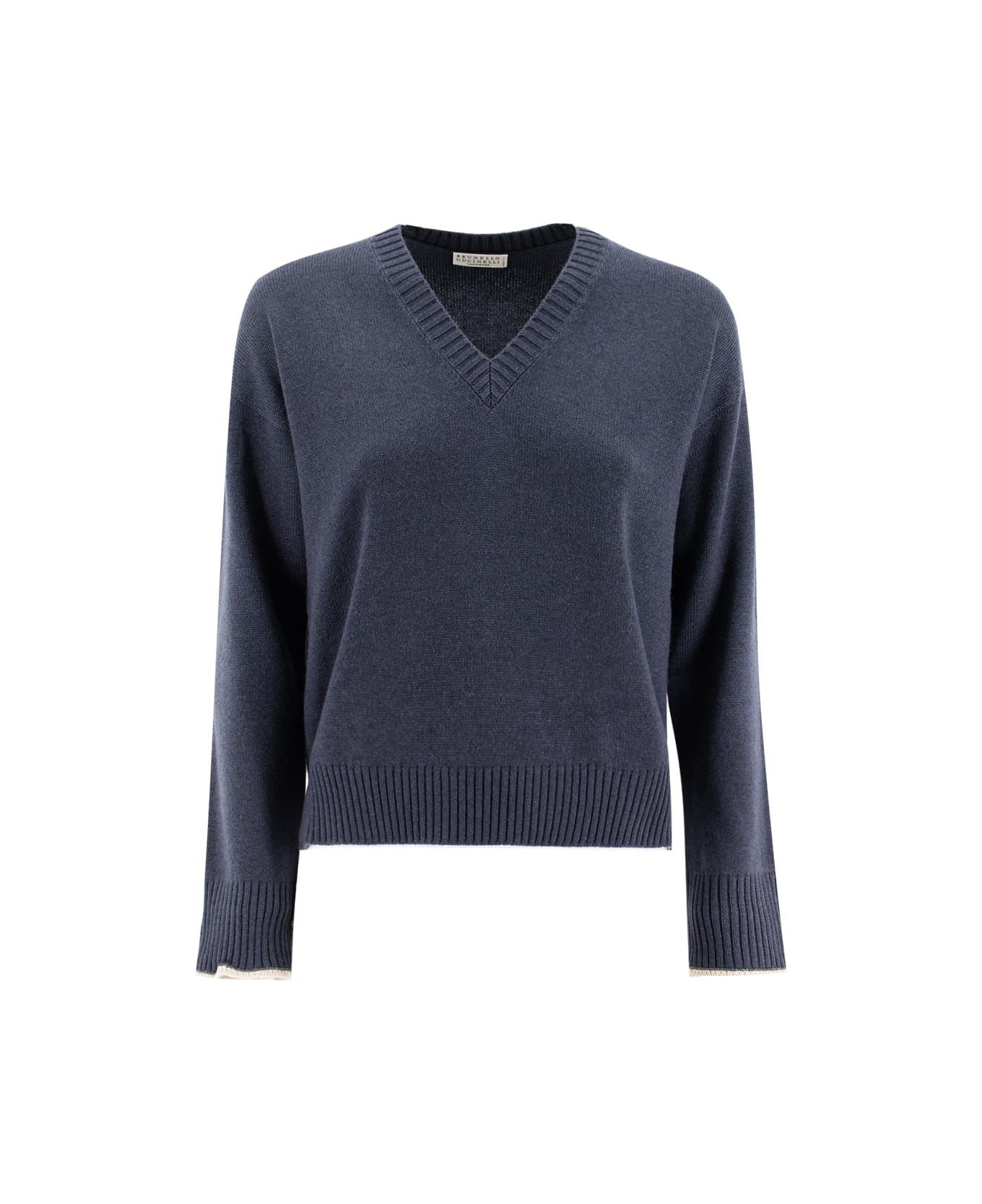 Brunello Cucinelli V Neck Sweater - NIGHT SKY ニットウェア