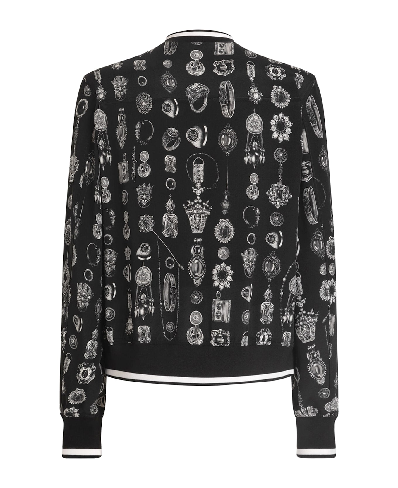 Dolce 
Gabbana Silk Bomber With Icnic Print - MEDAGLIETTE FDO NERO