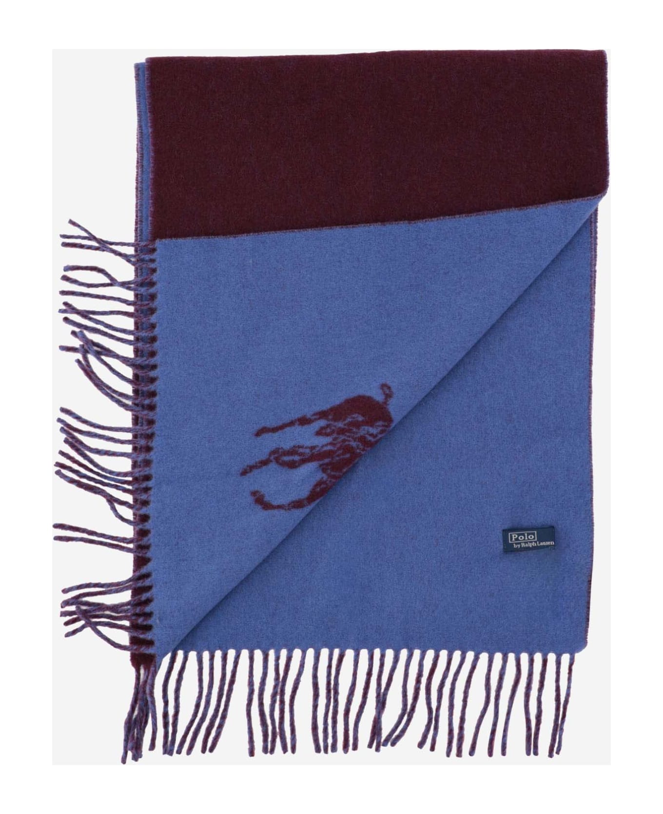 Polo Ralph Lauren Wool Blend Scarf With Logo - Blue スカーフ＆ストール