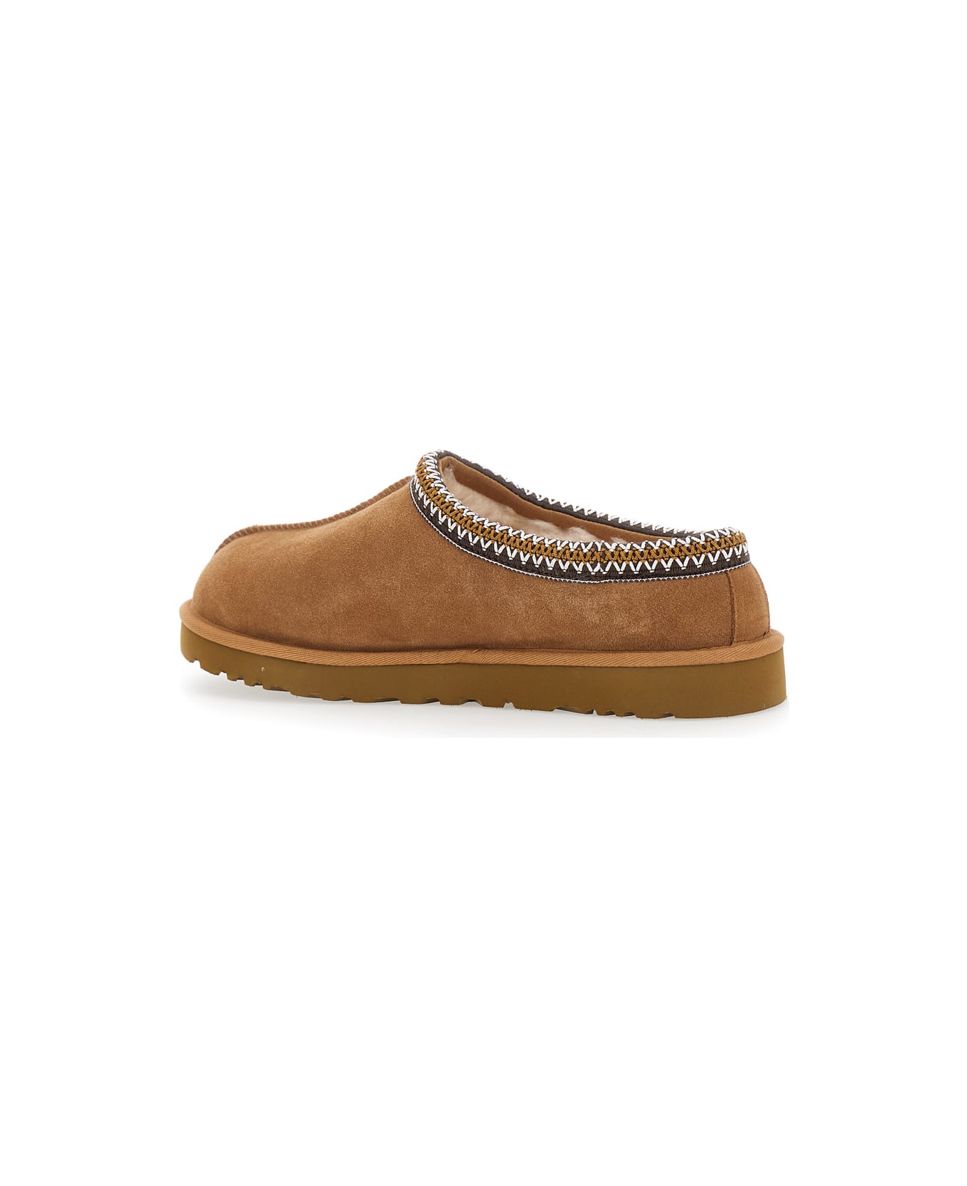 UGG Tasman Brown Plaited Hem Mules - Beige