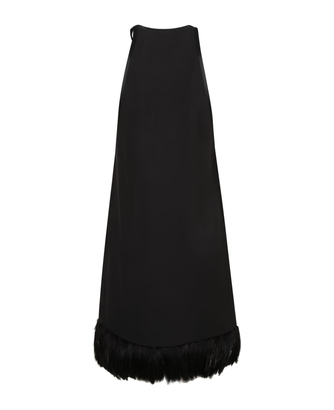 Saint Laurent Fringed Hem Dress - BLACK