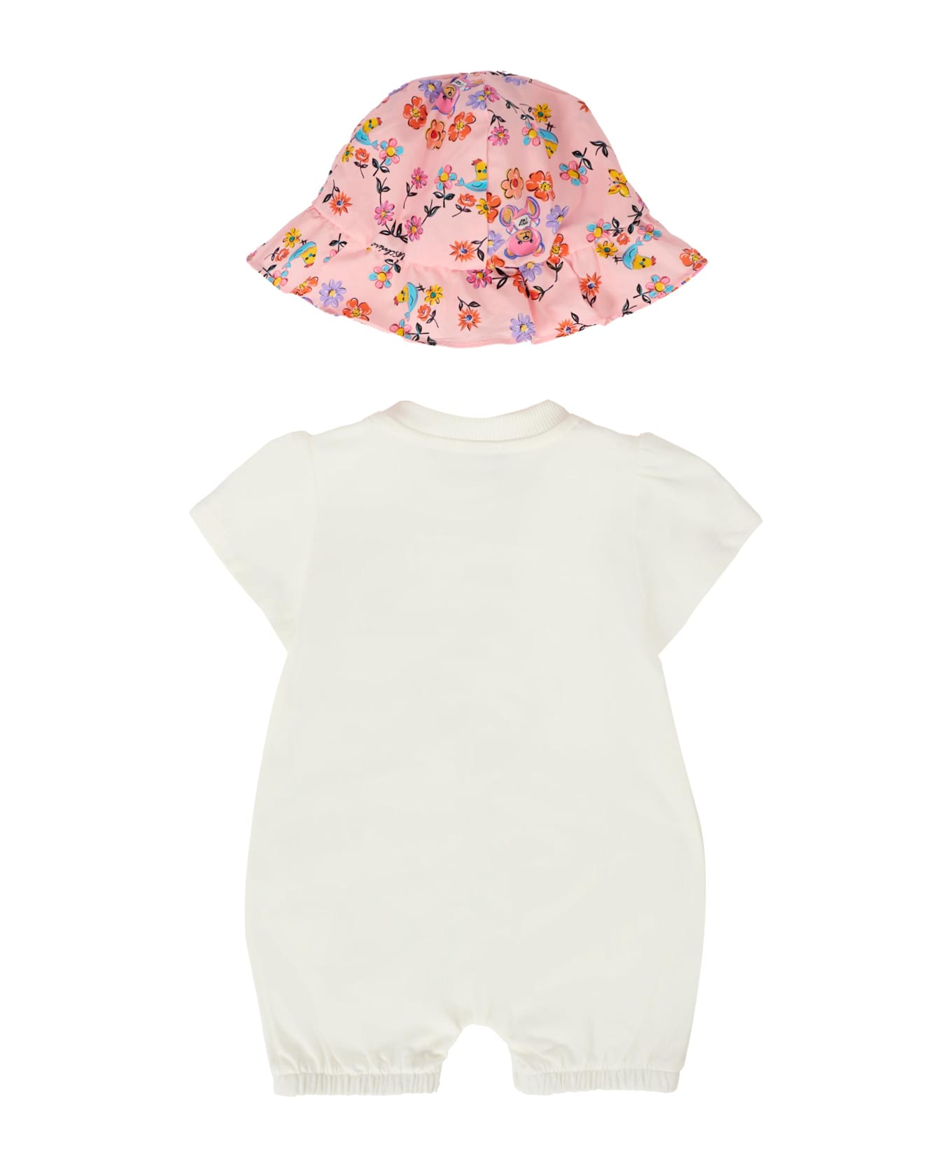 Moschino Ivory Romper For Baby Boy With Teddy Bear - Ivory