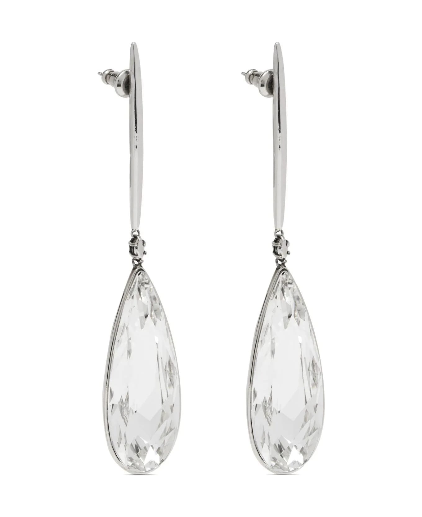 Alexander McQueen Antiqued Silver Jewelled Bar Earrings - Silver