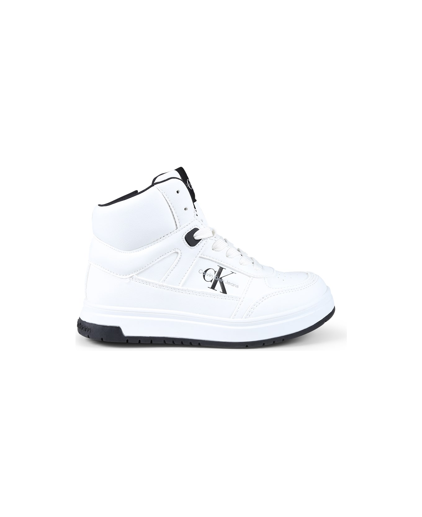 Calvin Klein White Sneakers For Kids With Logo - White